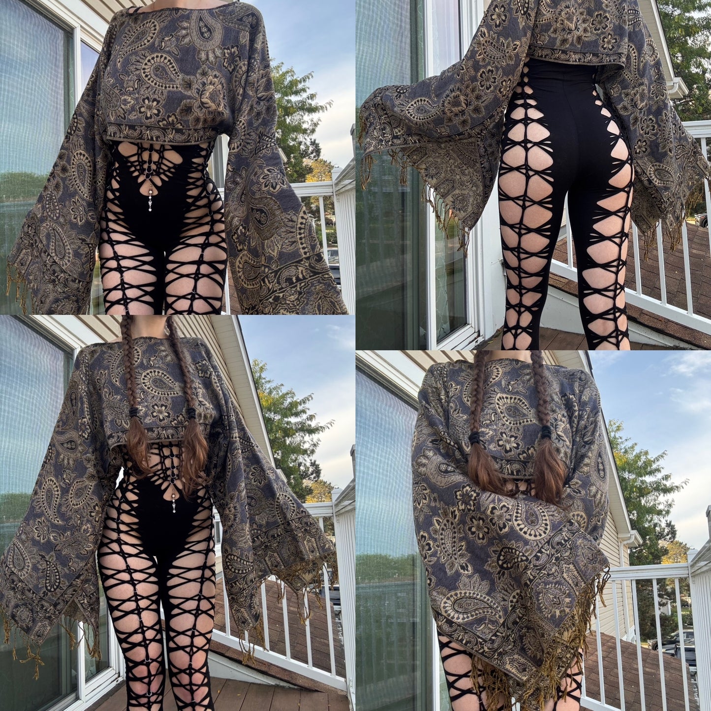 BROWN PAISLEY FLOWY PASHMINA TOP