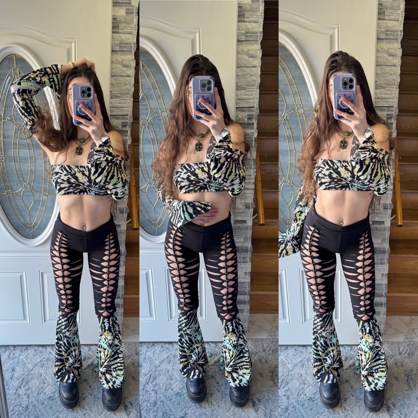 TIE DYE BRAIDED UPCYCLED 4 PIECE SET