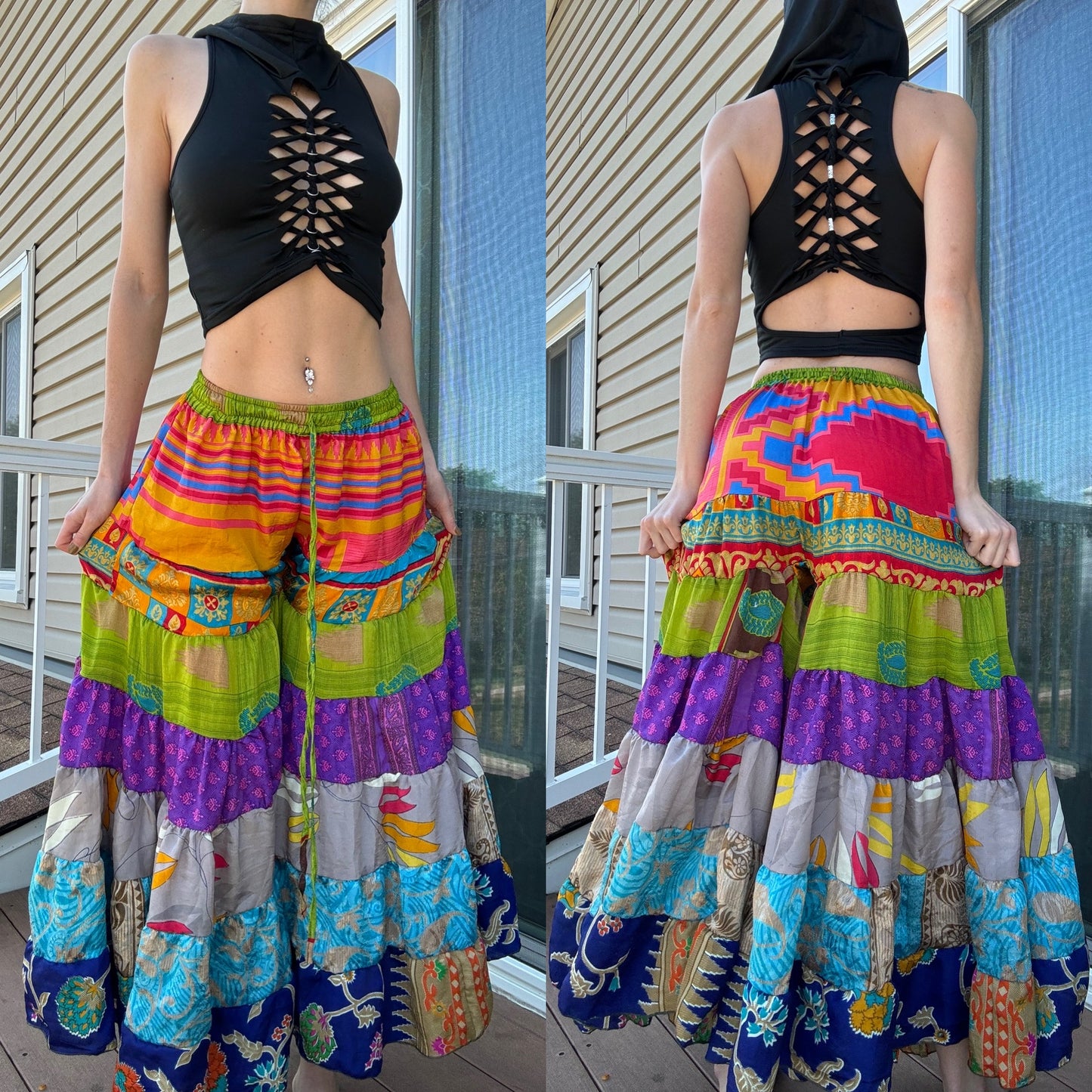 BLACK HOODED BRAIDED TANK TOP