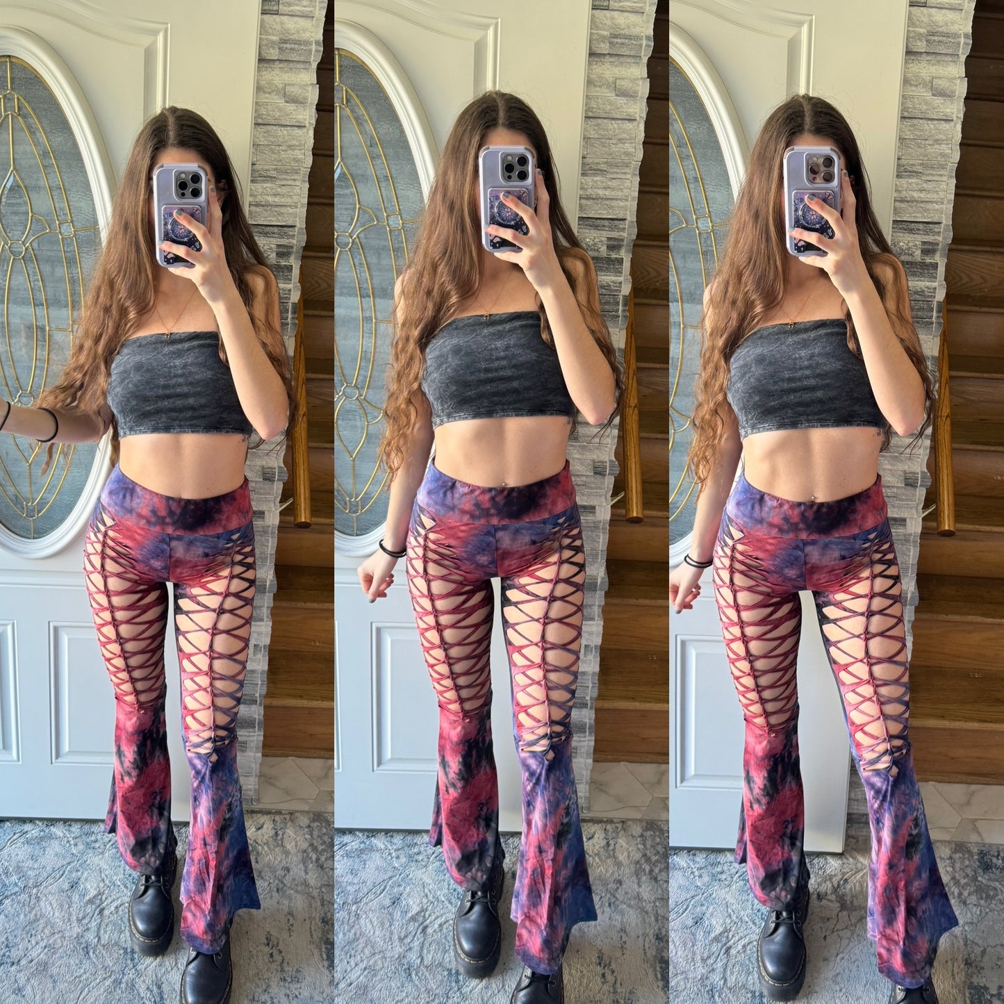 MARS - TIE DYE BRAIDED FLARE PANTS