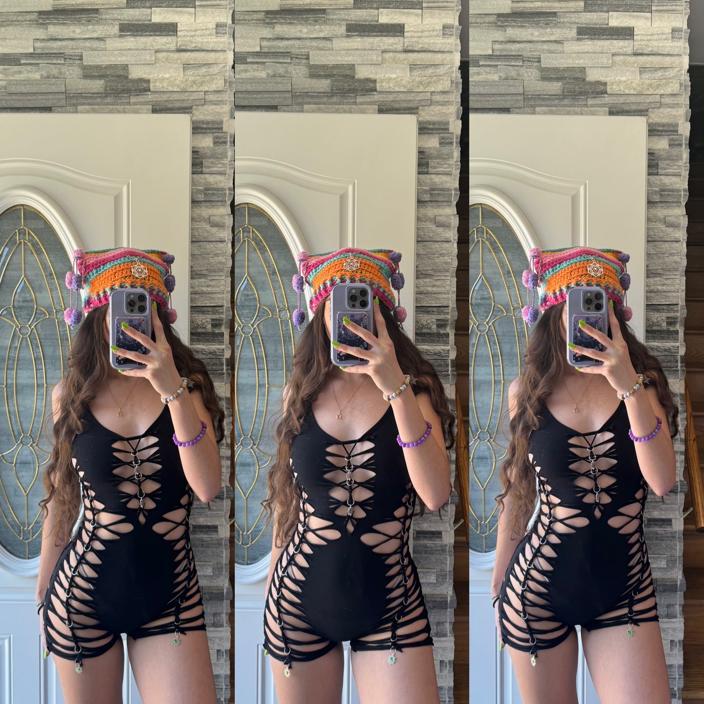 BLACK CHARM BRAIDED ROMPER