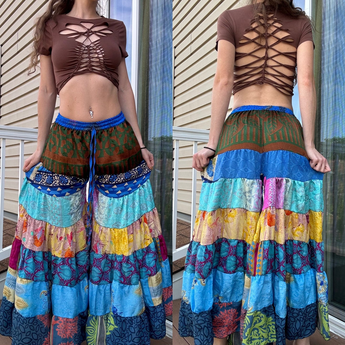 CHOCOLATE BROWN BRAIDED CROP TEE