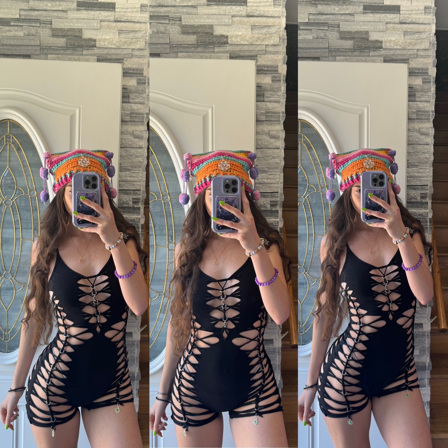BLACK CHARM BRAIDED ROMPER