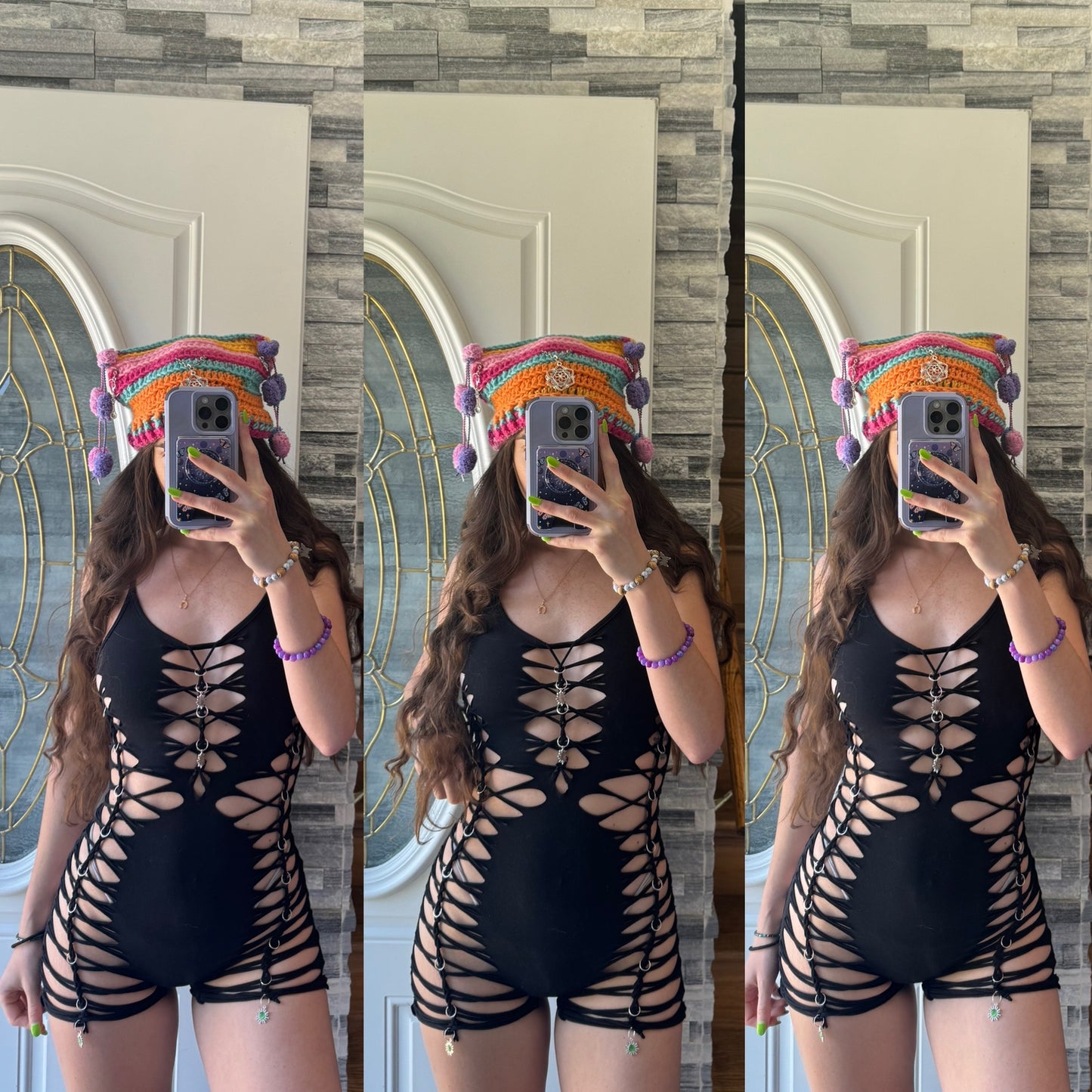 BLACK CHARM BRAIDED ROMPER