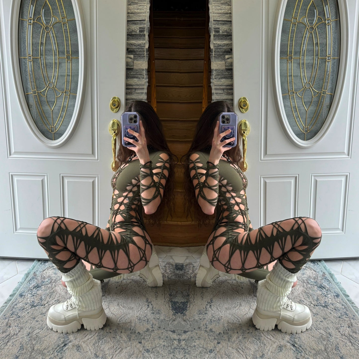 OLIVE MOCK NECK JUMPSUIT