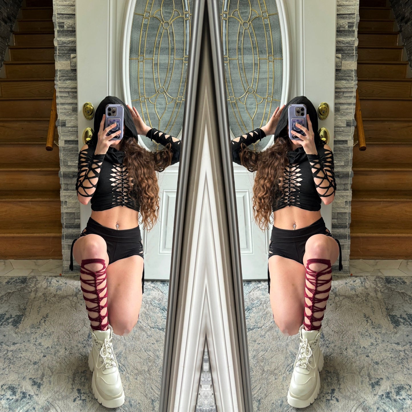 BURGUNDY RED KNEE HIGH / THIGH HIGH SOCKS