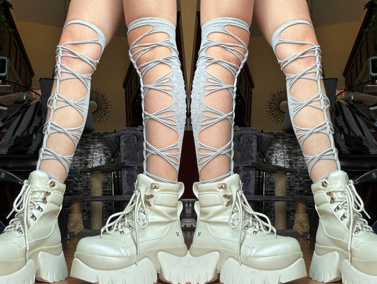 GREY THIGH HIGH / KNEE HIGH SOCKS