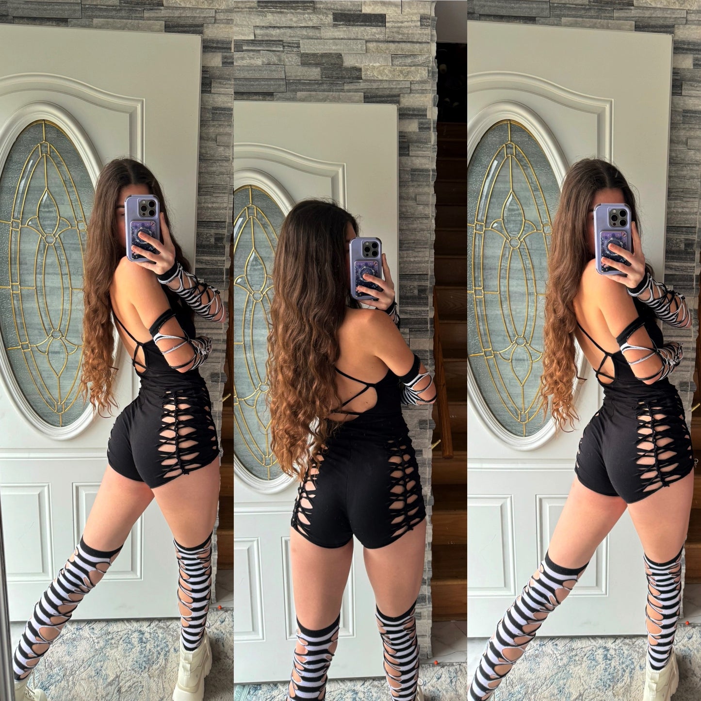 BLACK STRAPPY BUTTERFLY ROMPER