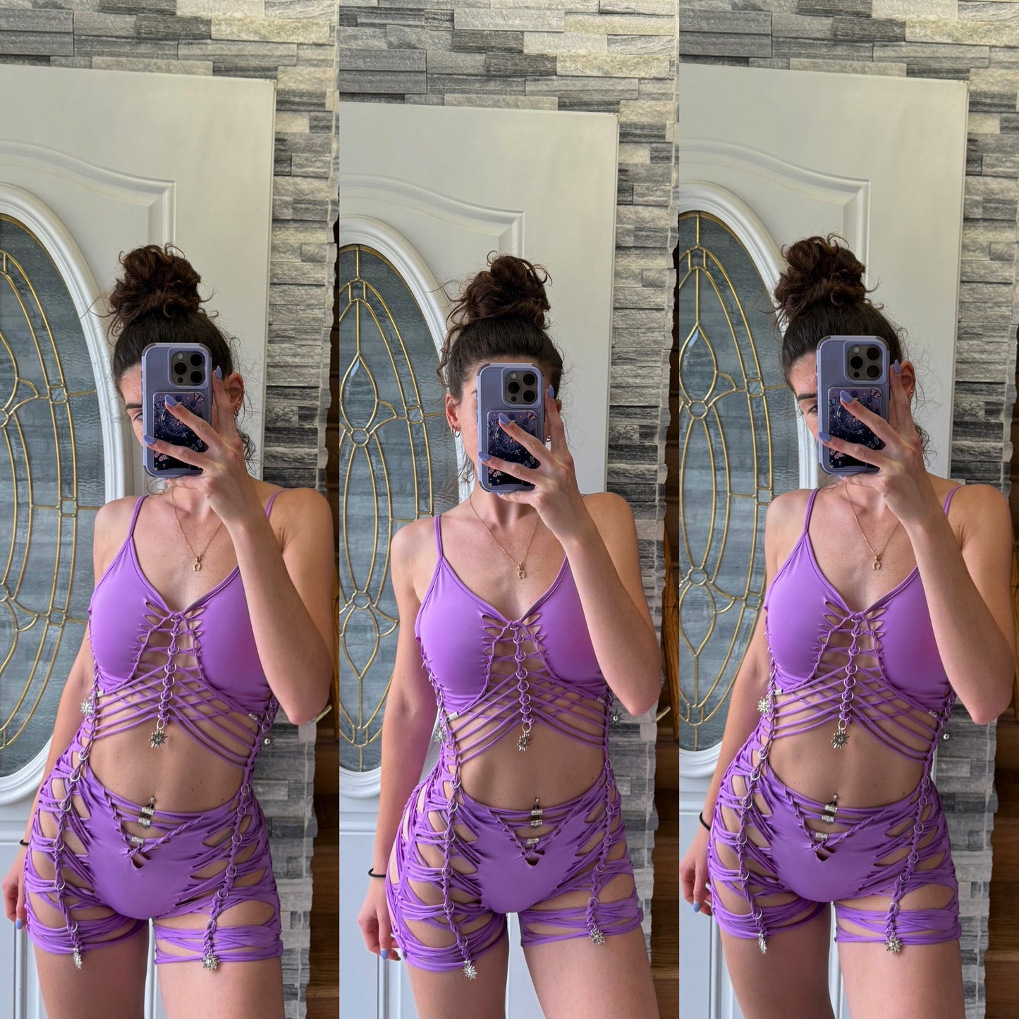 PURPLE SLITWEAVE ROMPER