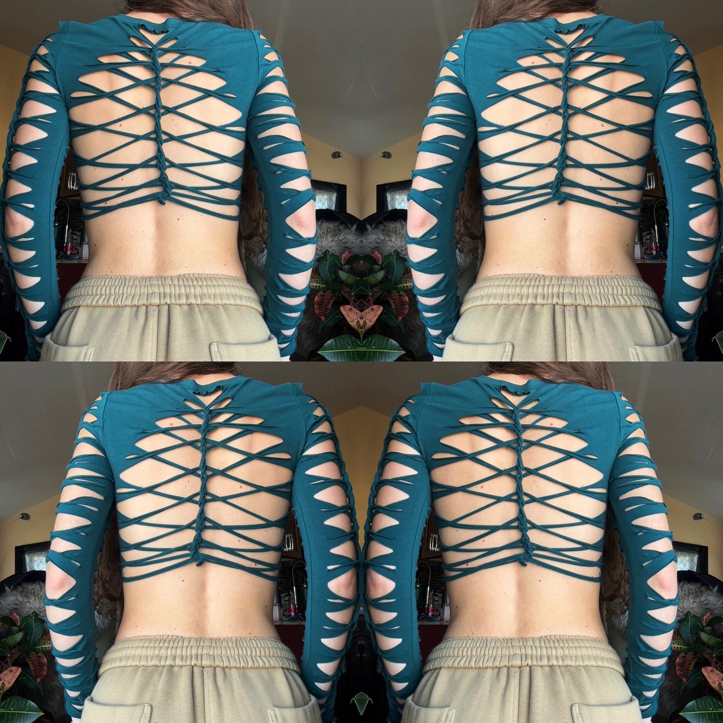 EMERALD SLITWEAVE LONG SLEEVE TOP