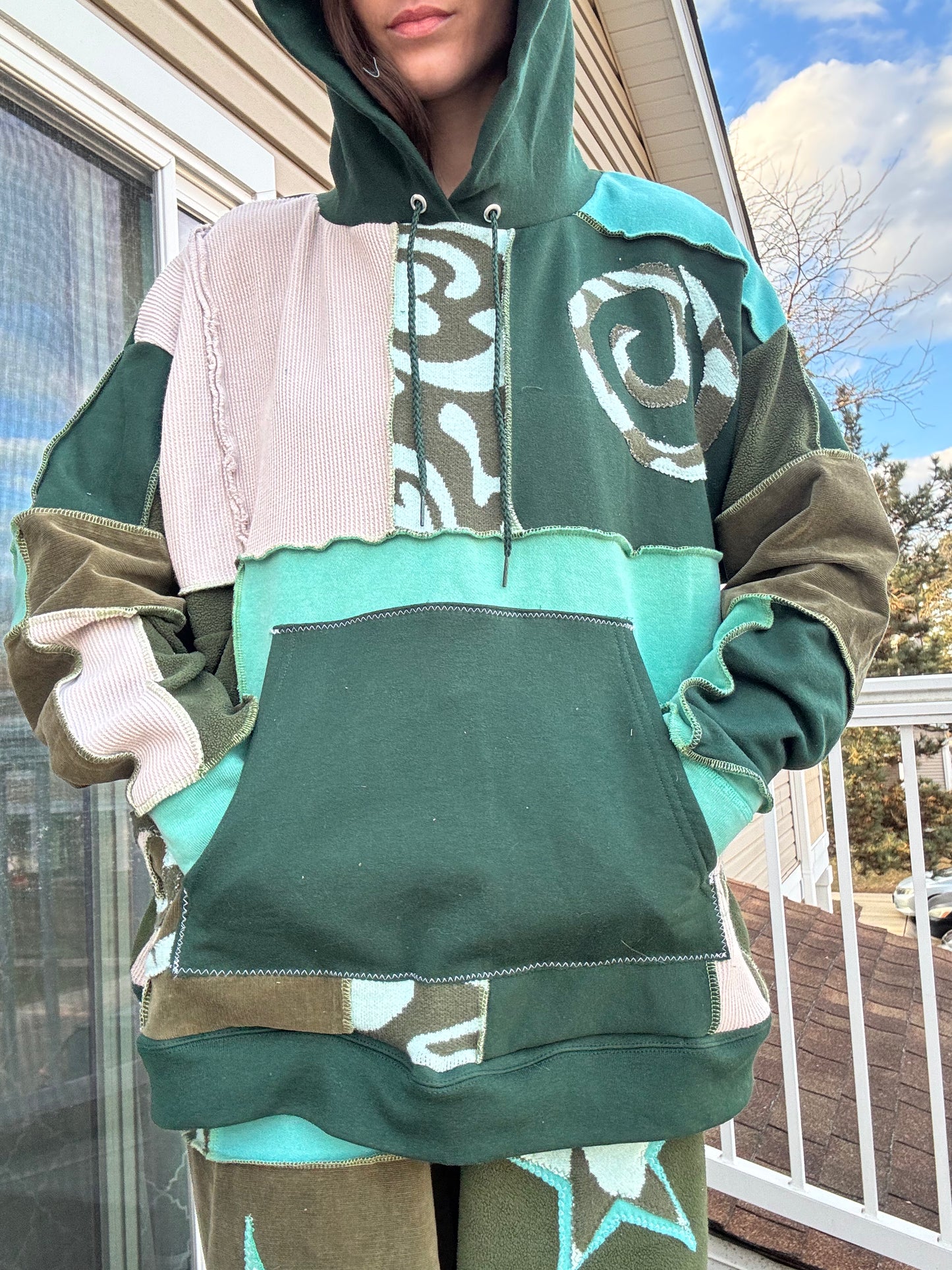 UPCYCLED PATCHWORK HOODIE - SWIRLY BUTTERFLY