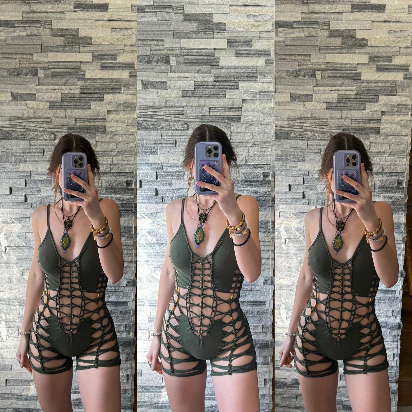 TANGLE - OLIVE BRAIDED ROMPER