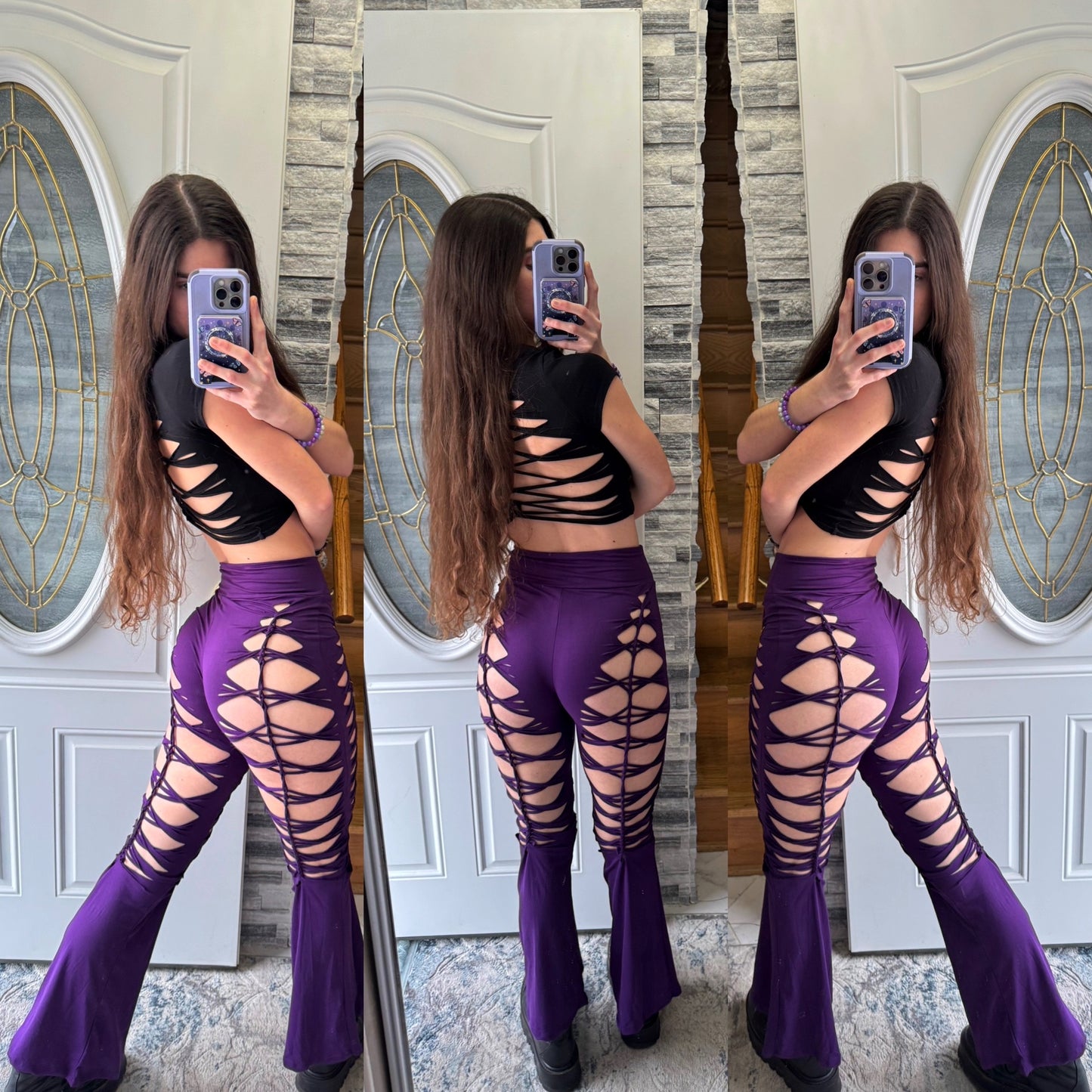 PLUM PURPLE BRAIDED FLARE PANTS