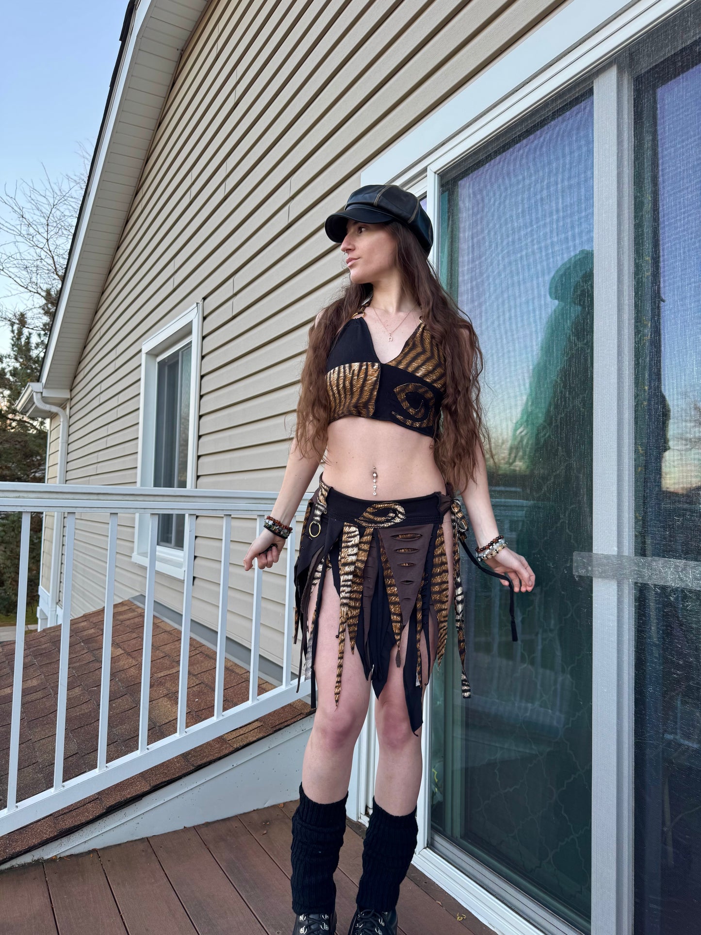 TIGER 2 PIECE UPCYCLED FAIRY SKIRT SET