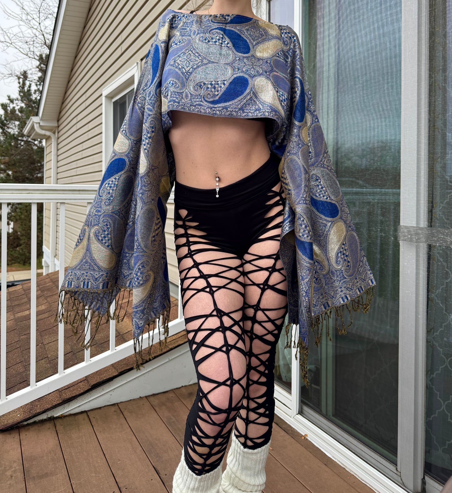 Black buttery soft braided leggings - Style 3