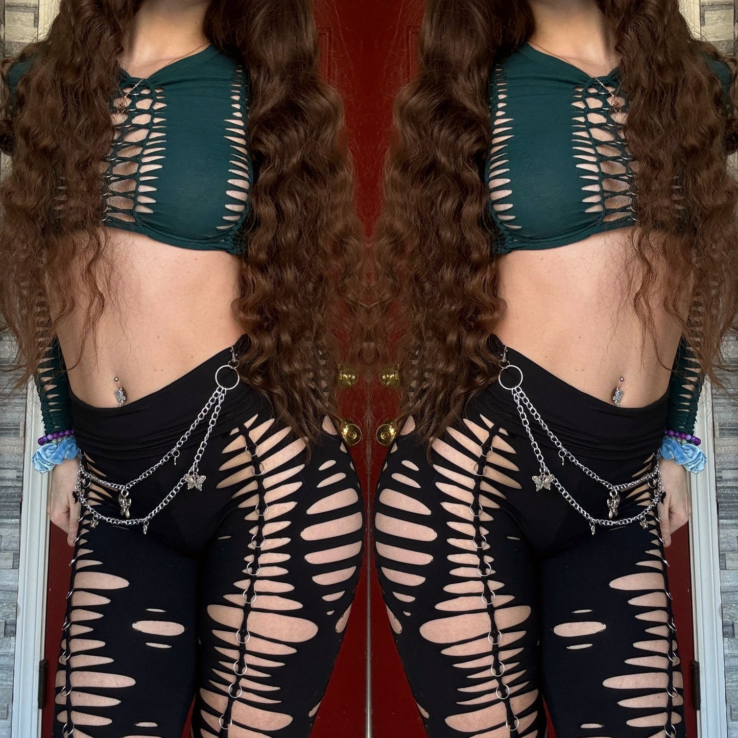 EMERALD LONG SLEEVE BRAIDED TOP