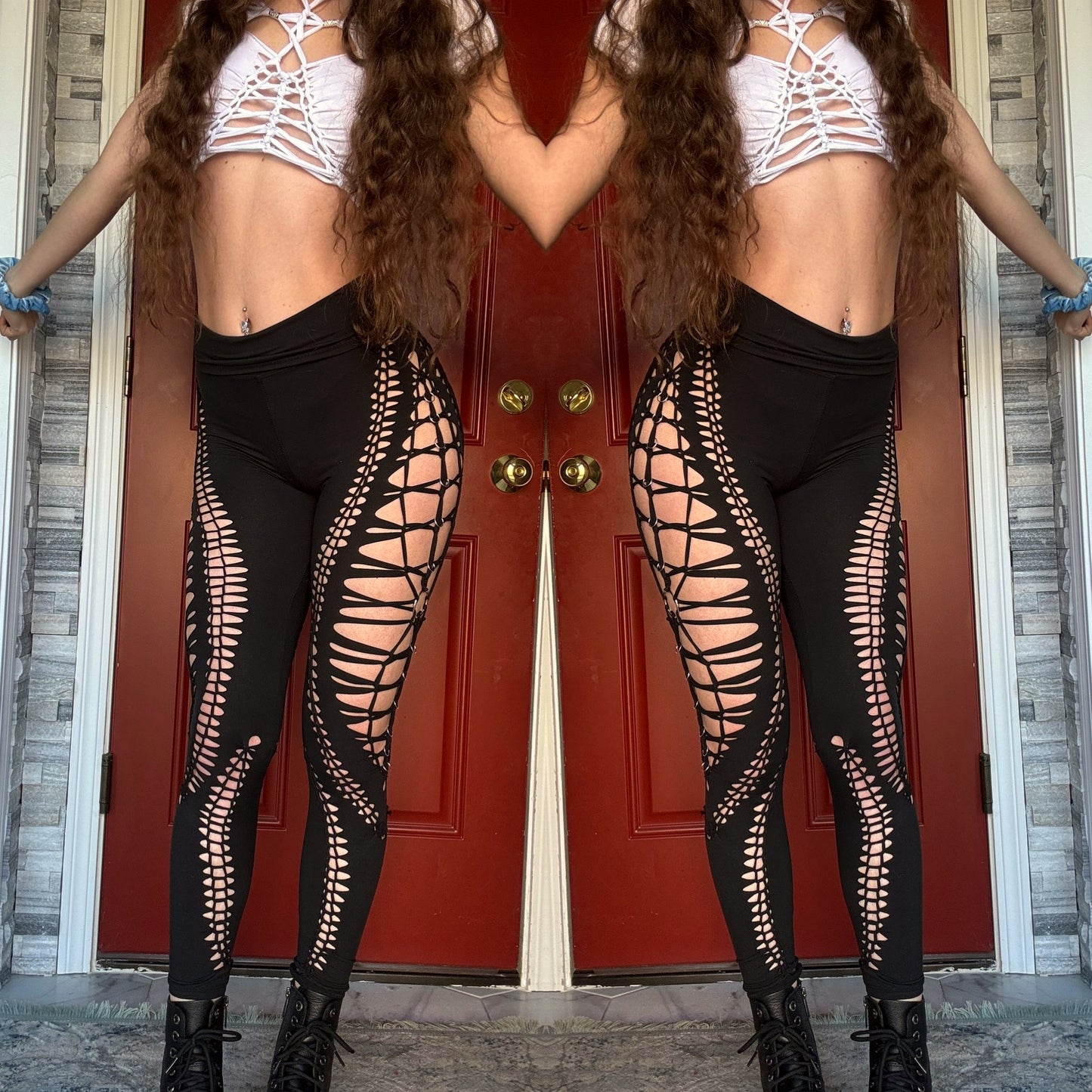 MAZE - BLACK SLITWEAVE / BRAIDED LEGGINGS