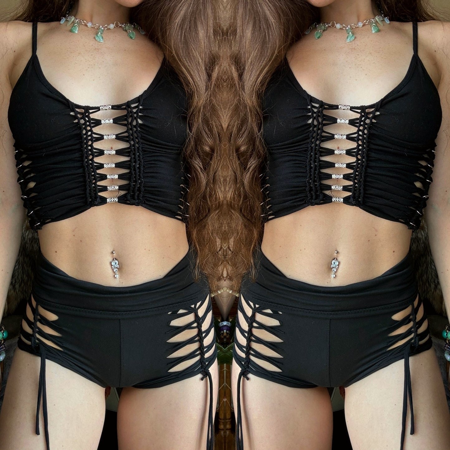 BRAIDED TANK TOP + SILVER ACCESSORIES