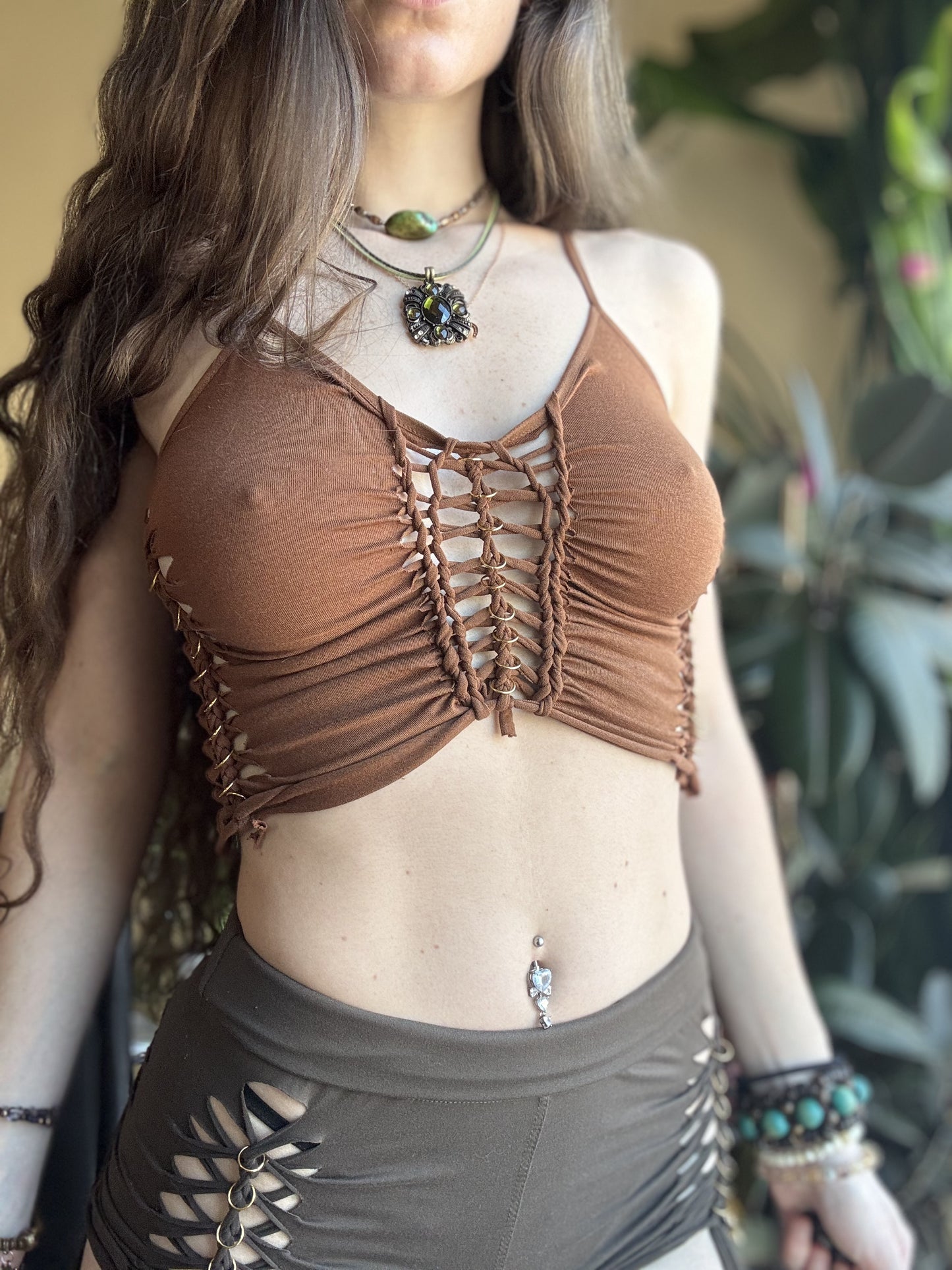 CHOCOLATE BROWN - BRAIDED TANK TOP