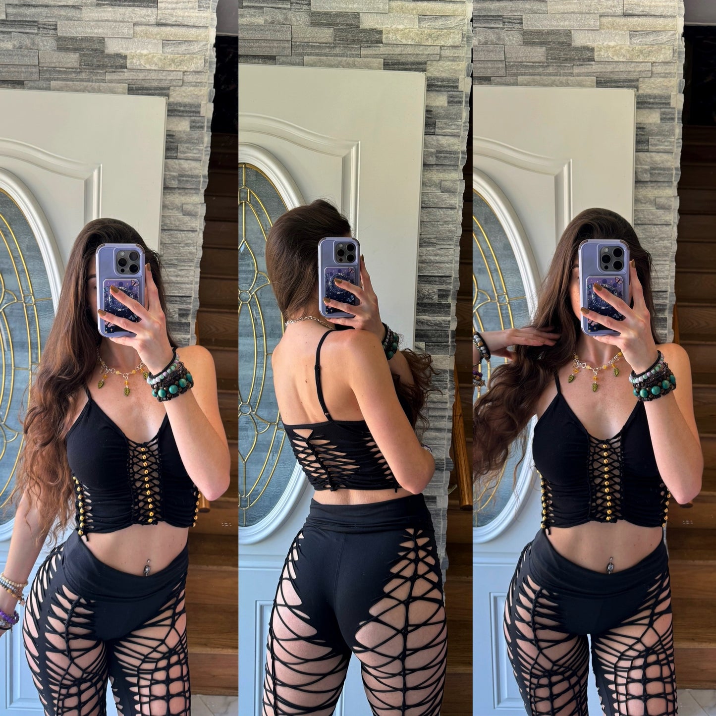 BLACK BRAIDED LEGGINGS & TANK SET