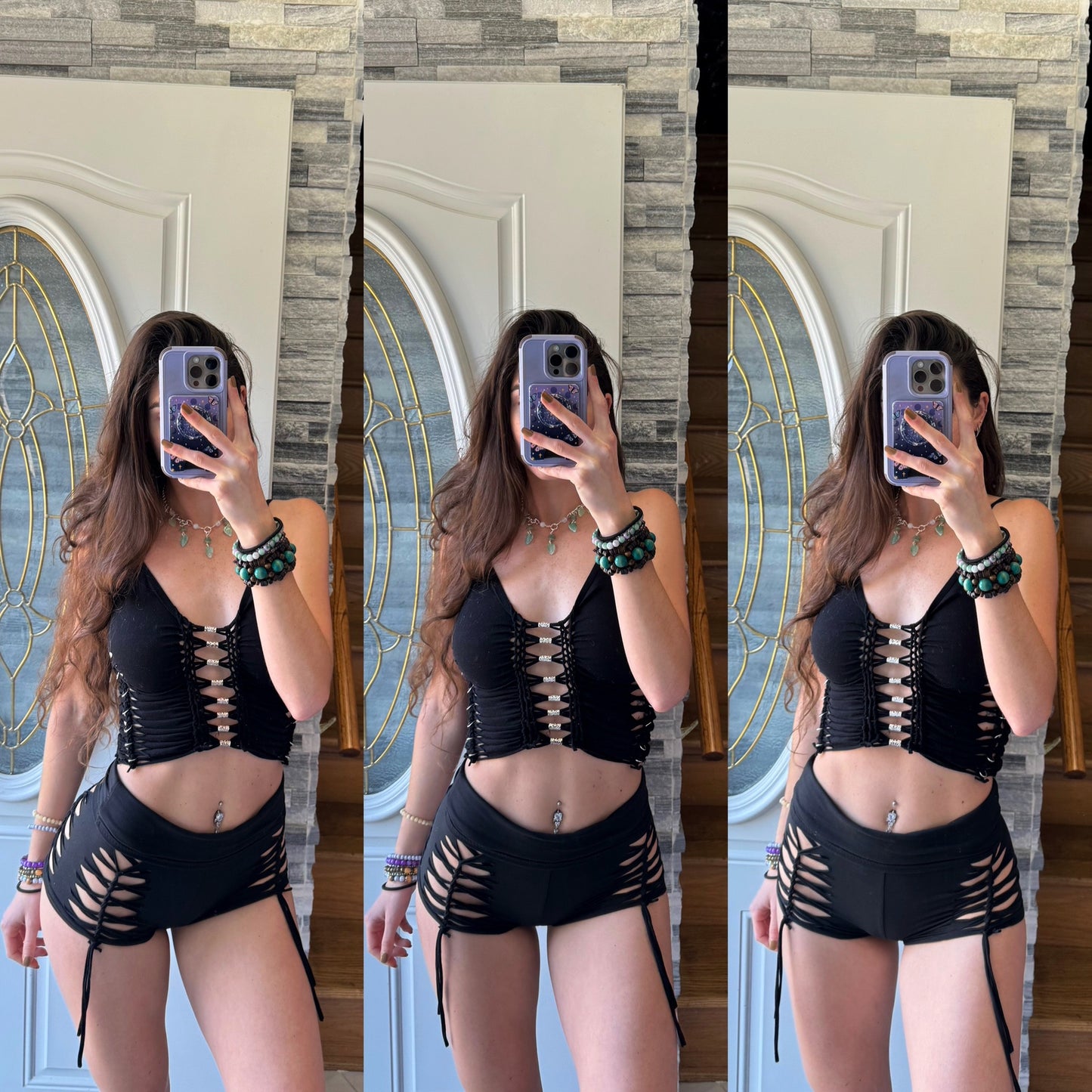 BLACK BRAIDED SHORTS & TANK SET