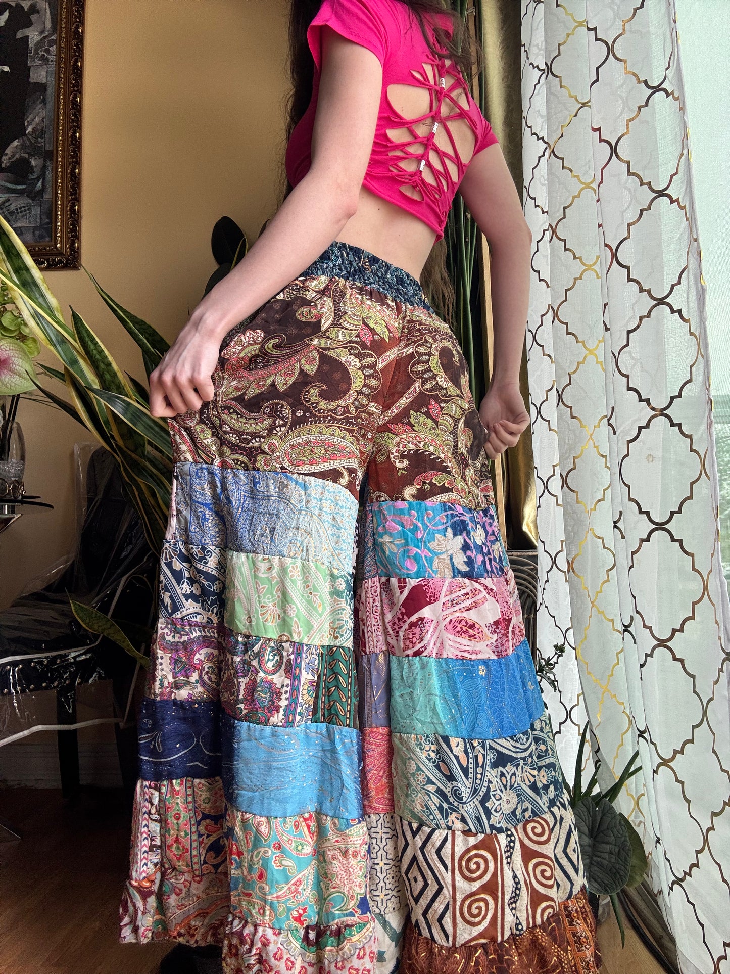 COTTON CANDY FUNKY WIDE LEG BOHO PANTS