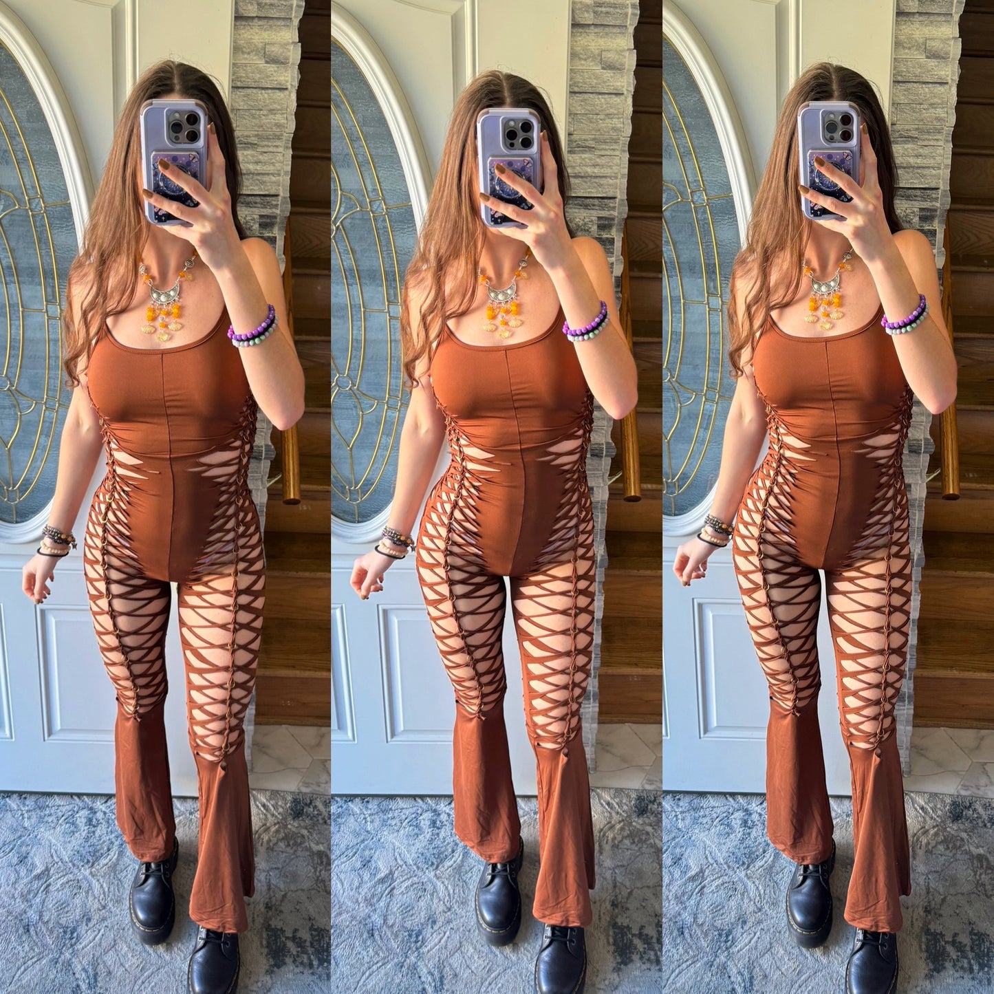 CHOCOLATE BROWN FLARE JUMPSUIT