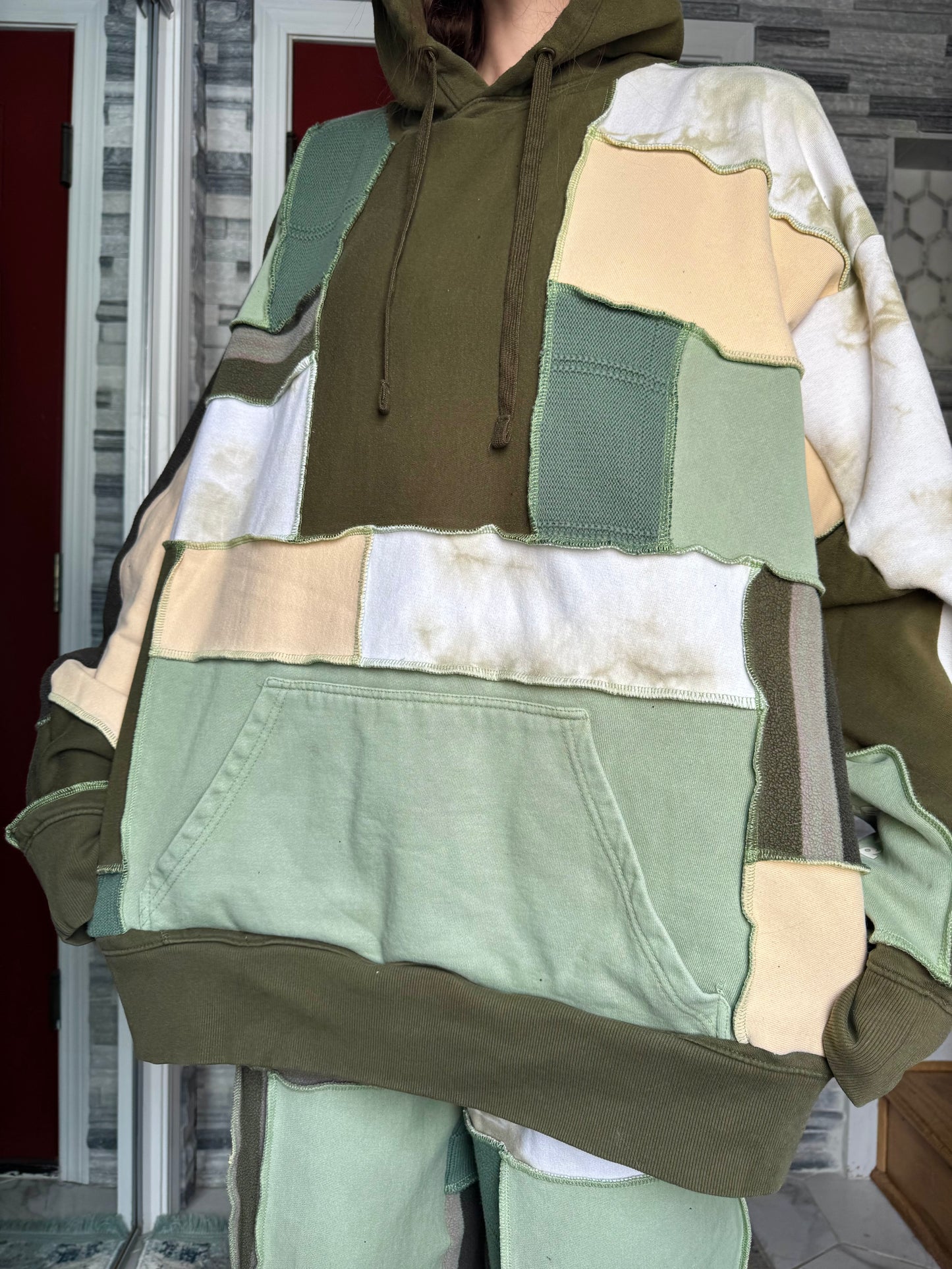 MOSS UPCYCLED HOODIE + PANTS PATCHWORK SET