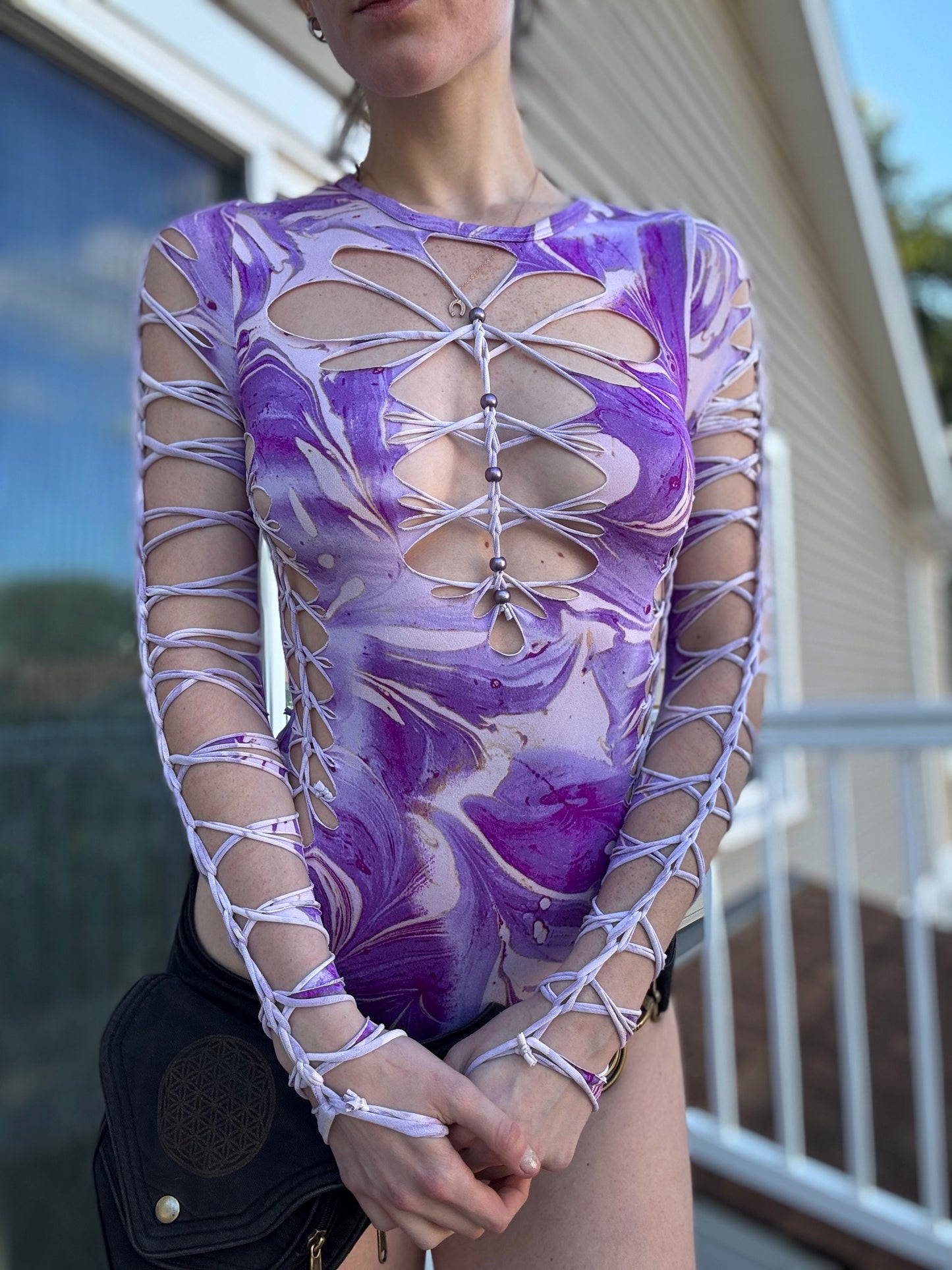 PURPLE MARBLE BRAIDED BODYSUIT