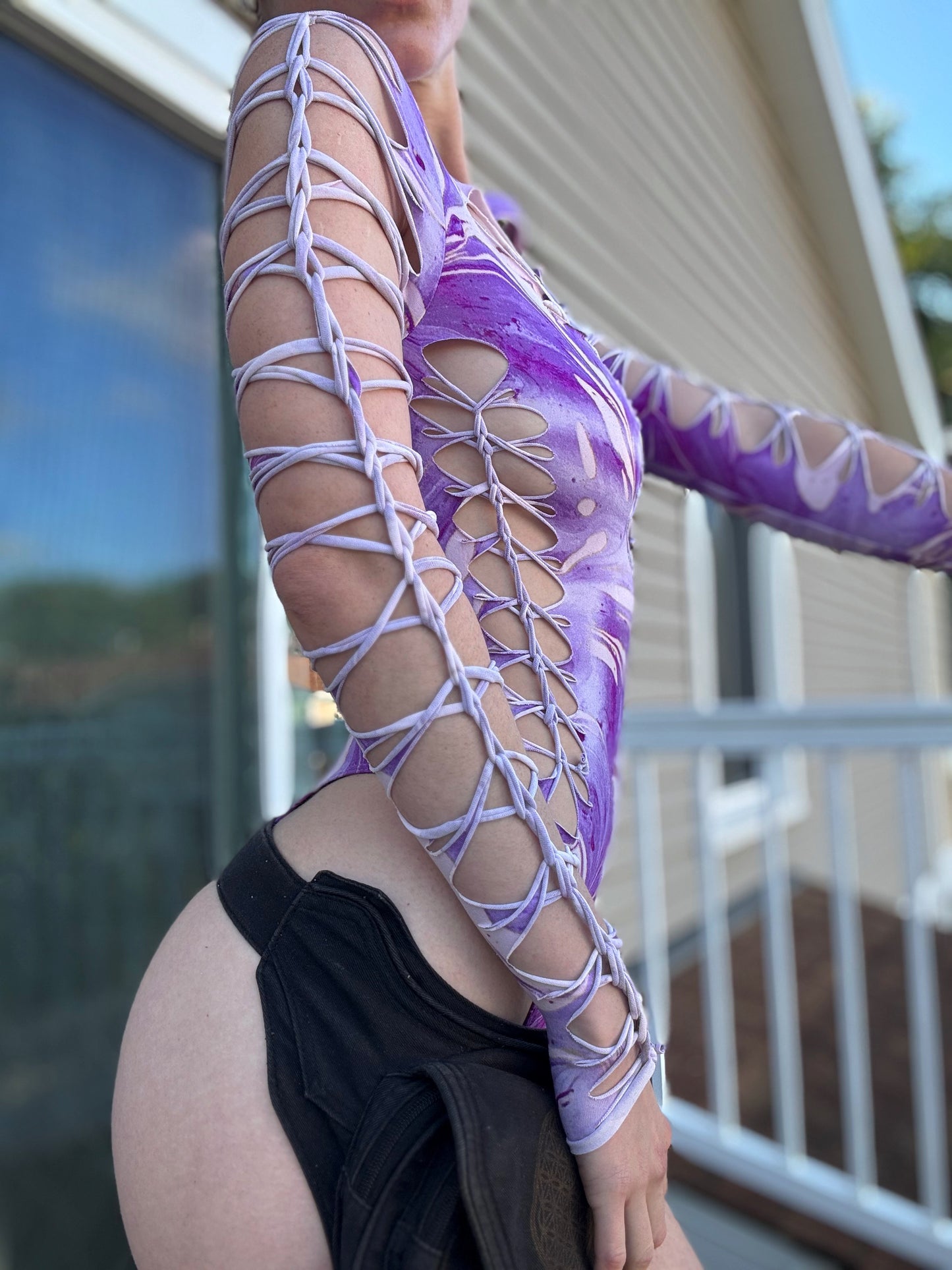 PURPLE MARBLE BRAIDED BODYSUIT