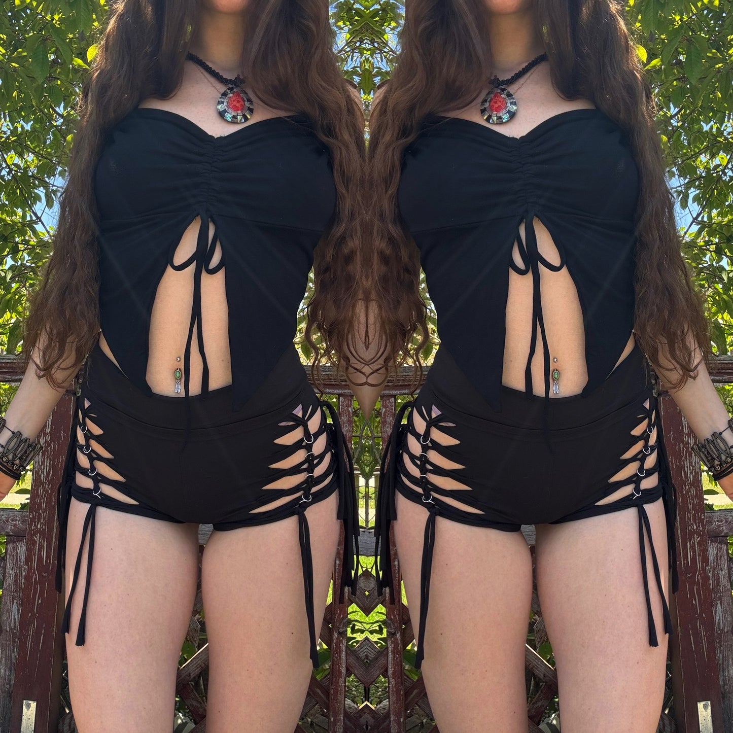 BLACK BUTTERY SOFT BRAIDED FRINGE SHORTS