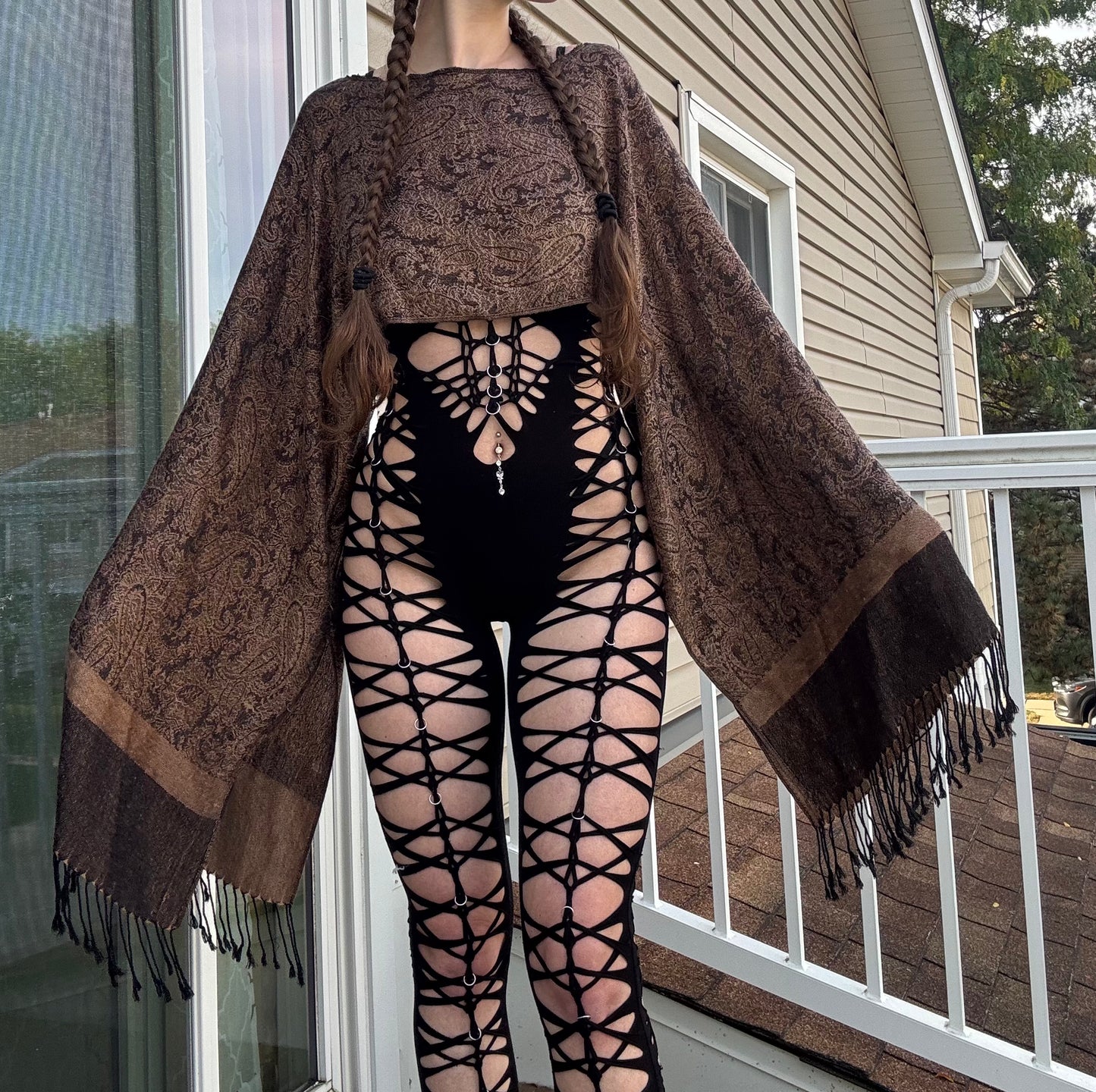 BROWN FLOWY PASHMINA TOP