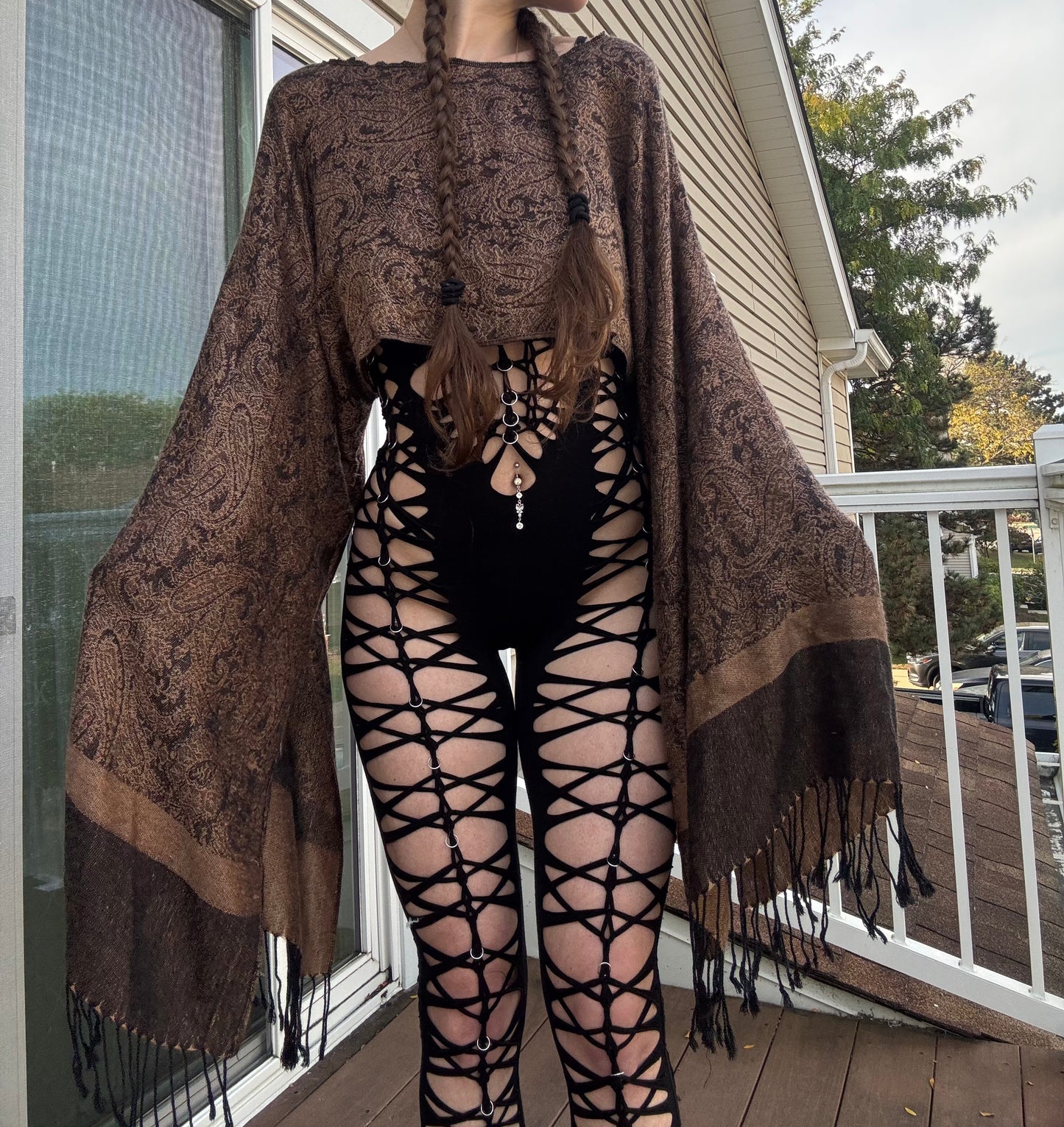 BROWN FLOWY PASHMINA TOP