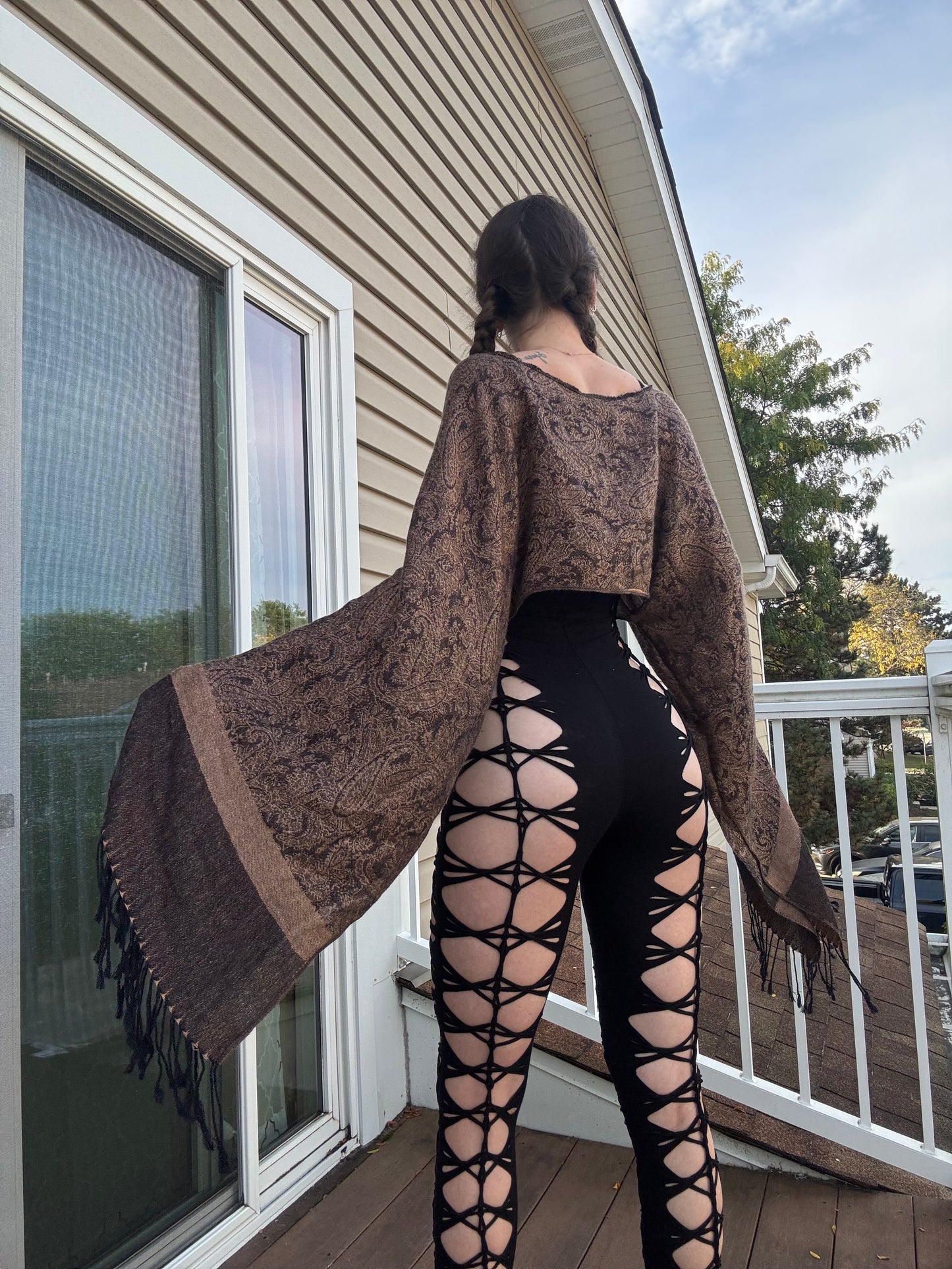 BROWN FLOWY PASHMINA TOP