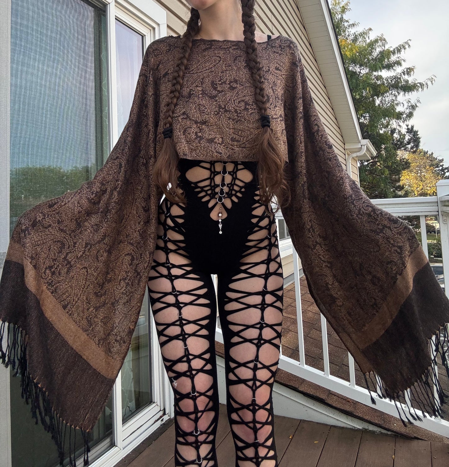 BROWN FLOWY PASHMINA TOP