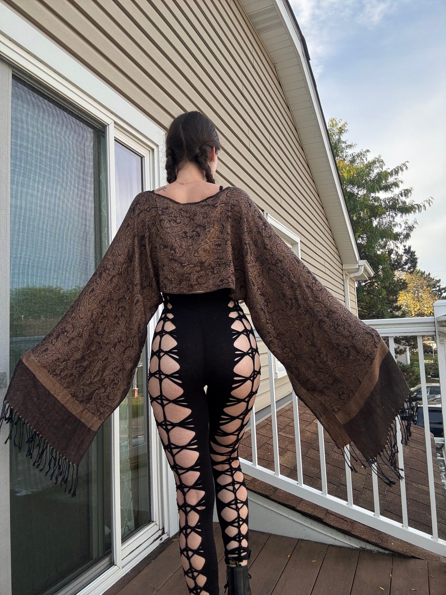 BROWN FLOWY PASHMINA TOP