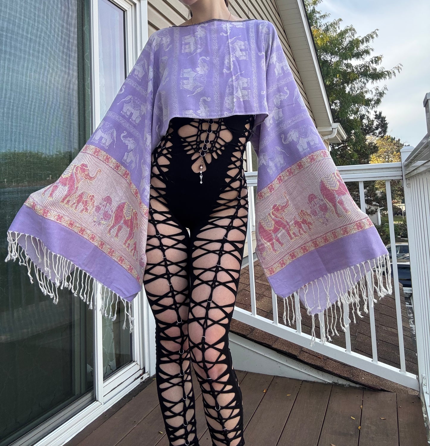 PURPLE FLOWY PASHMINA TOP