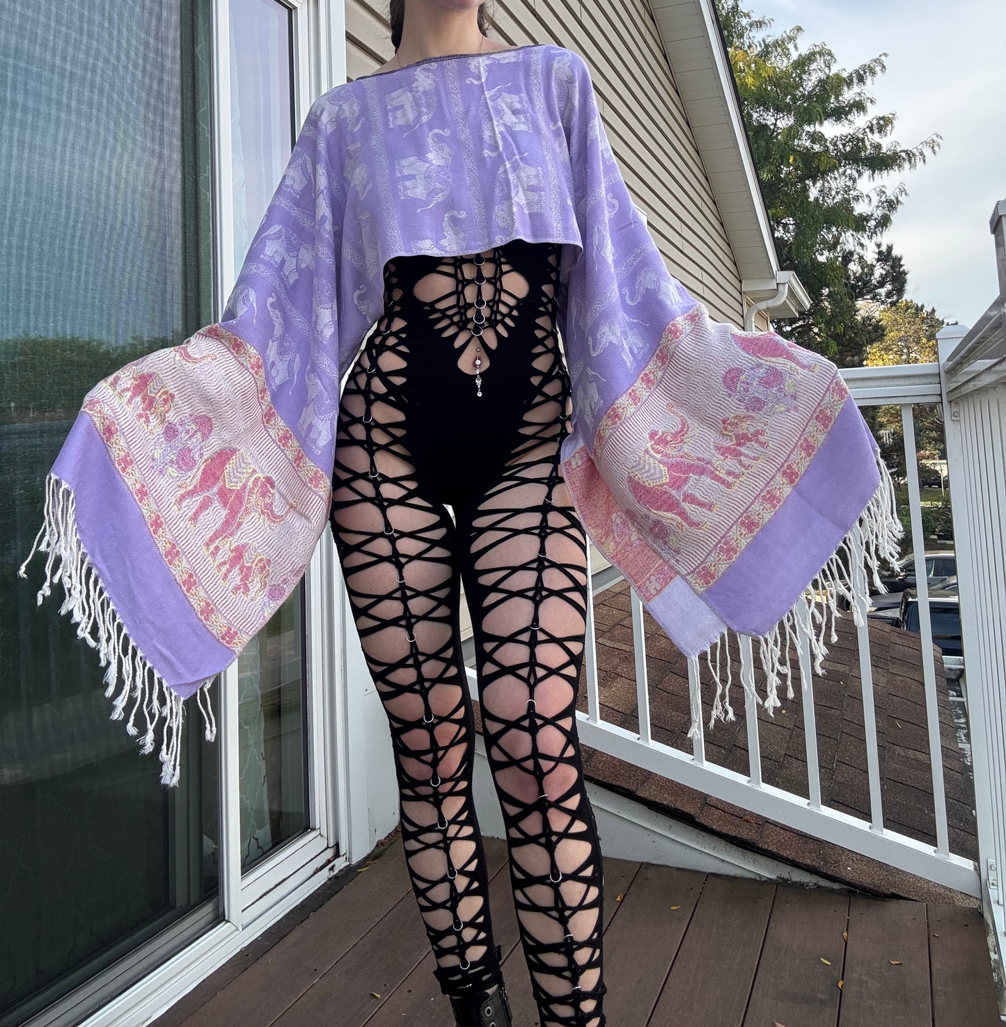 PURPLE FLOWY PASHMINA TOP