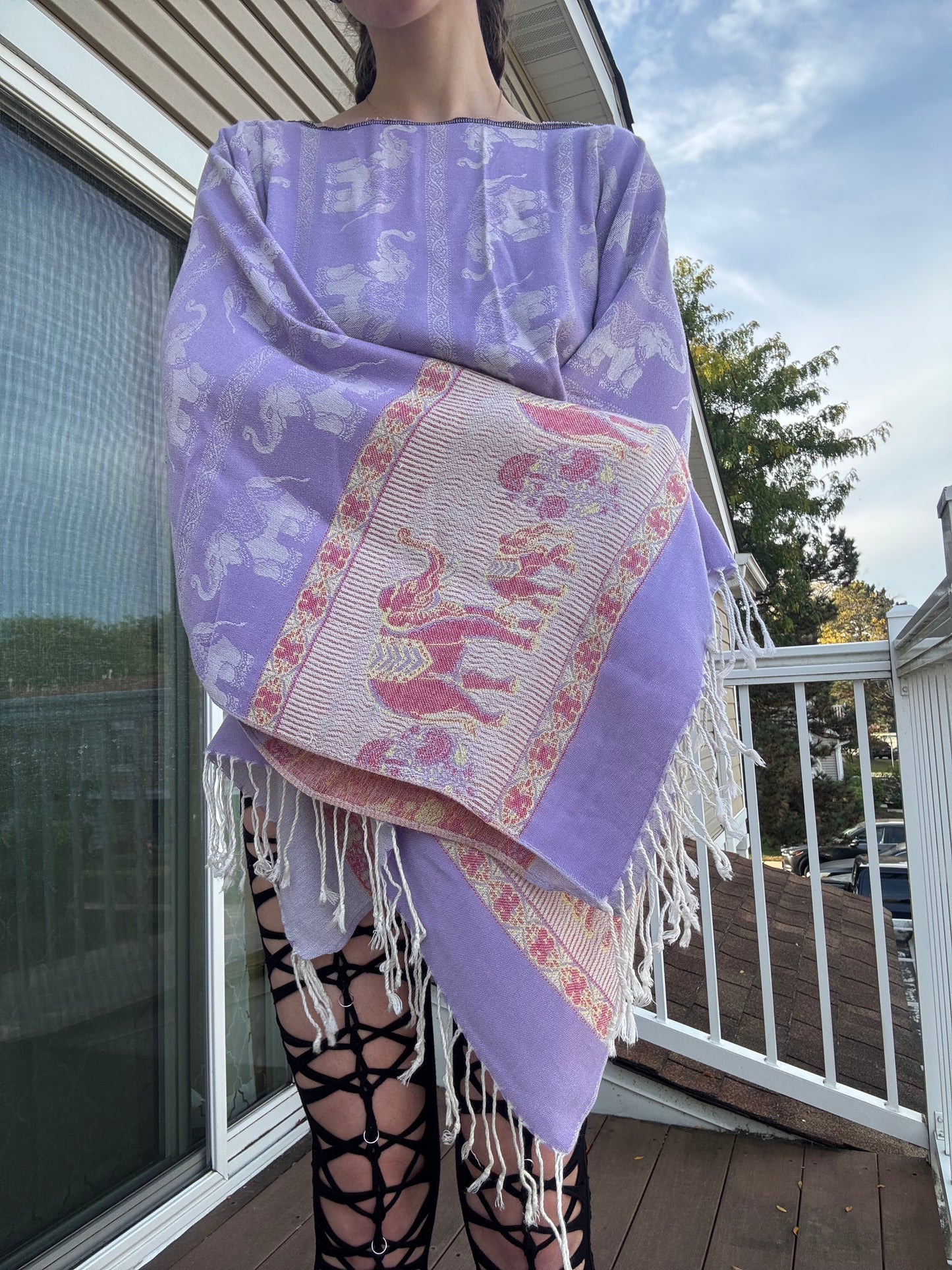 PURPLE FLOWY PASHMINA TOP