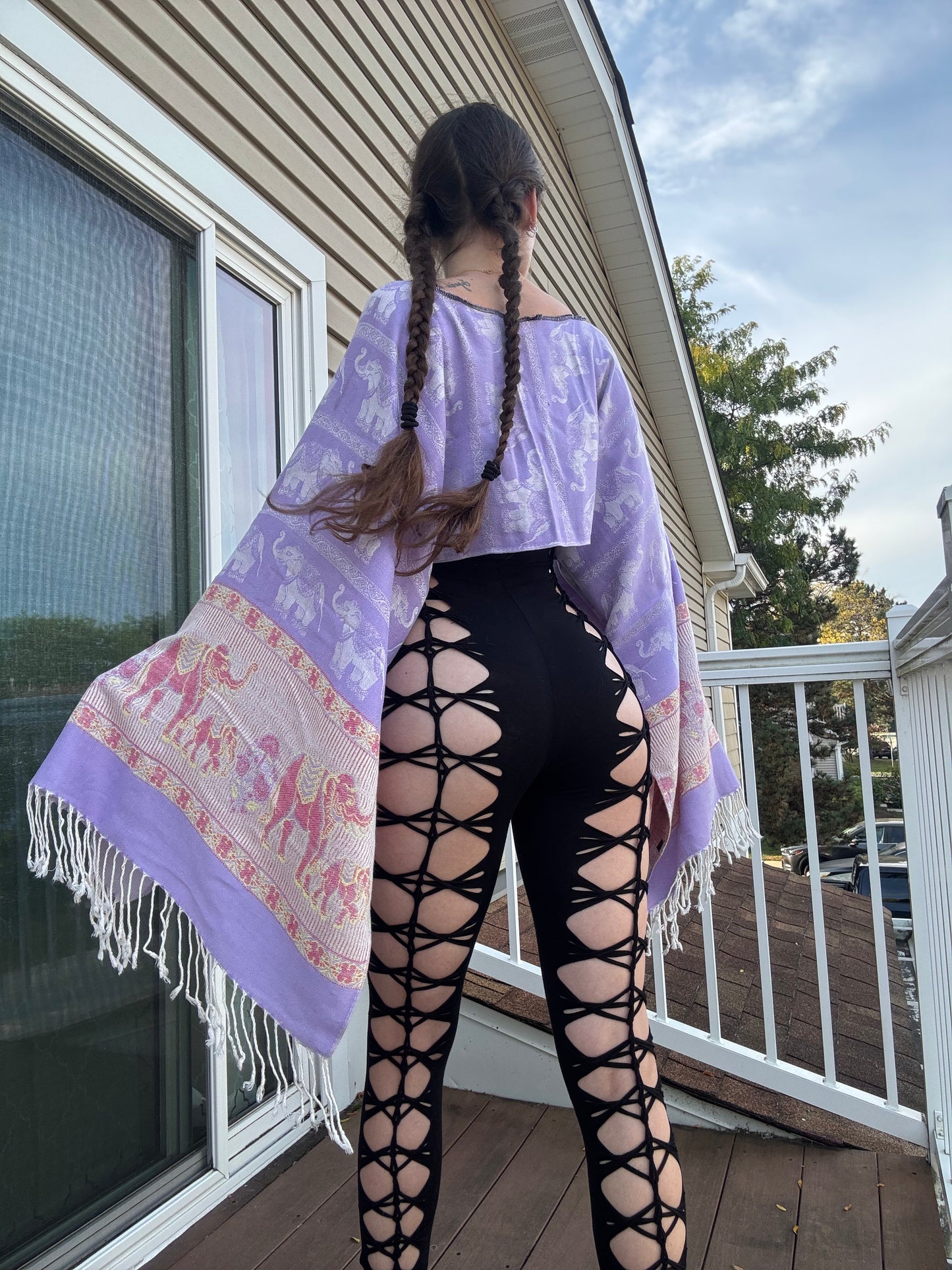 PURPLE FLOWY PASHMINA TOP