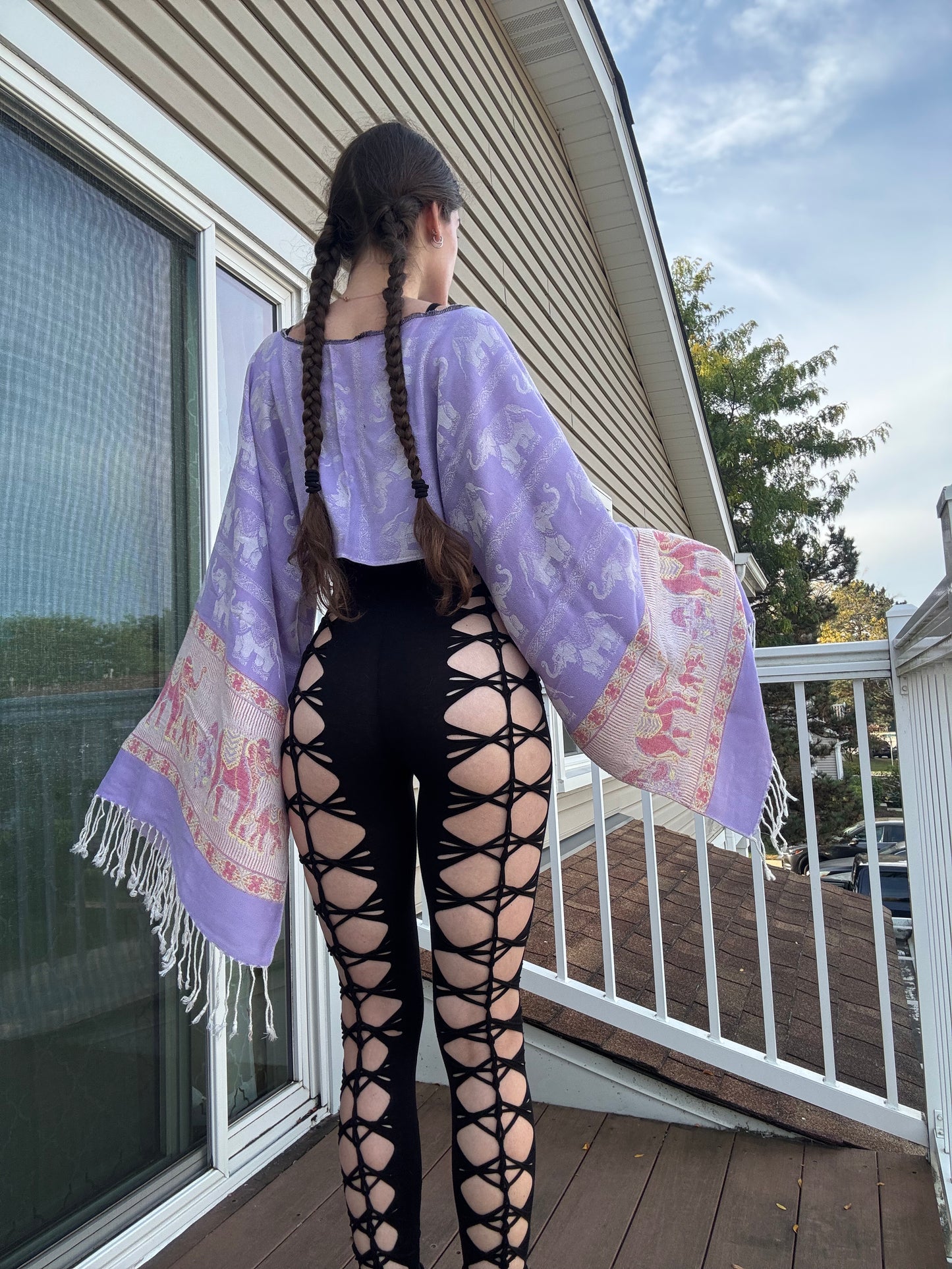 PURPLE FLOWY PASHMINA TOP