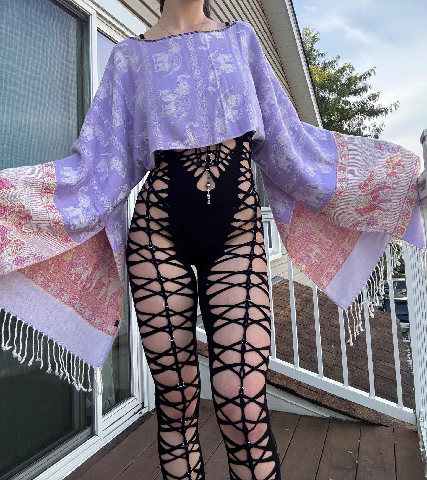 PURPLE FLOWY PASHMINA TOP