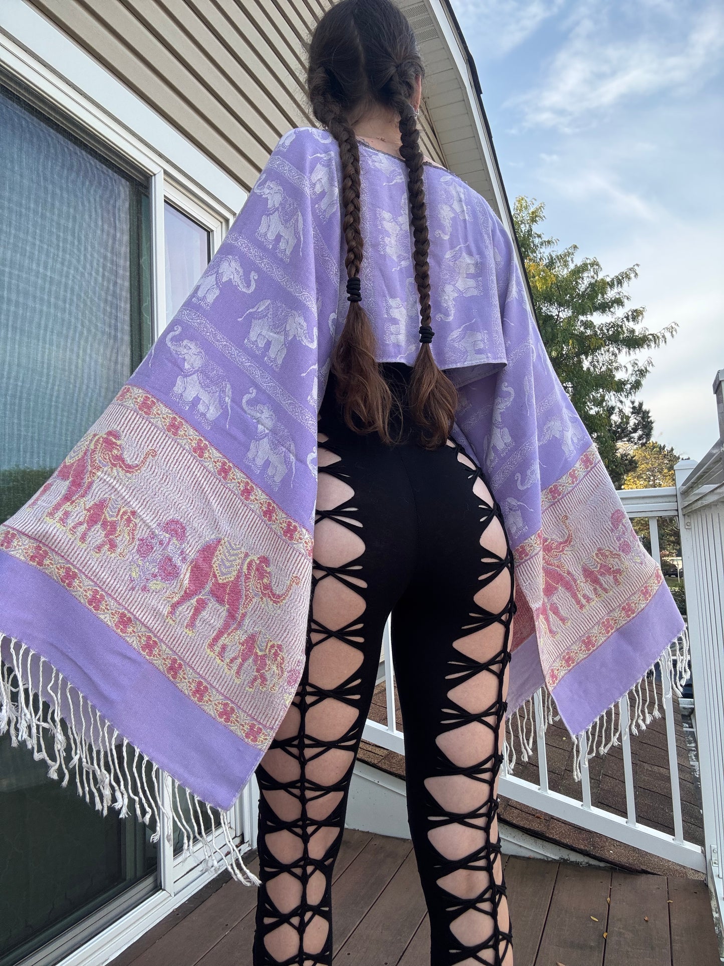 PURPLE FLOWY PASHMINA TOP