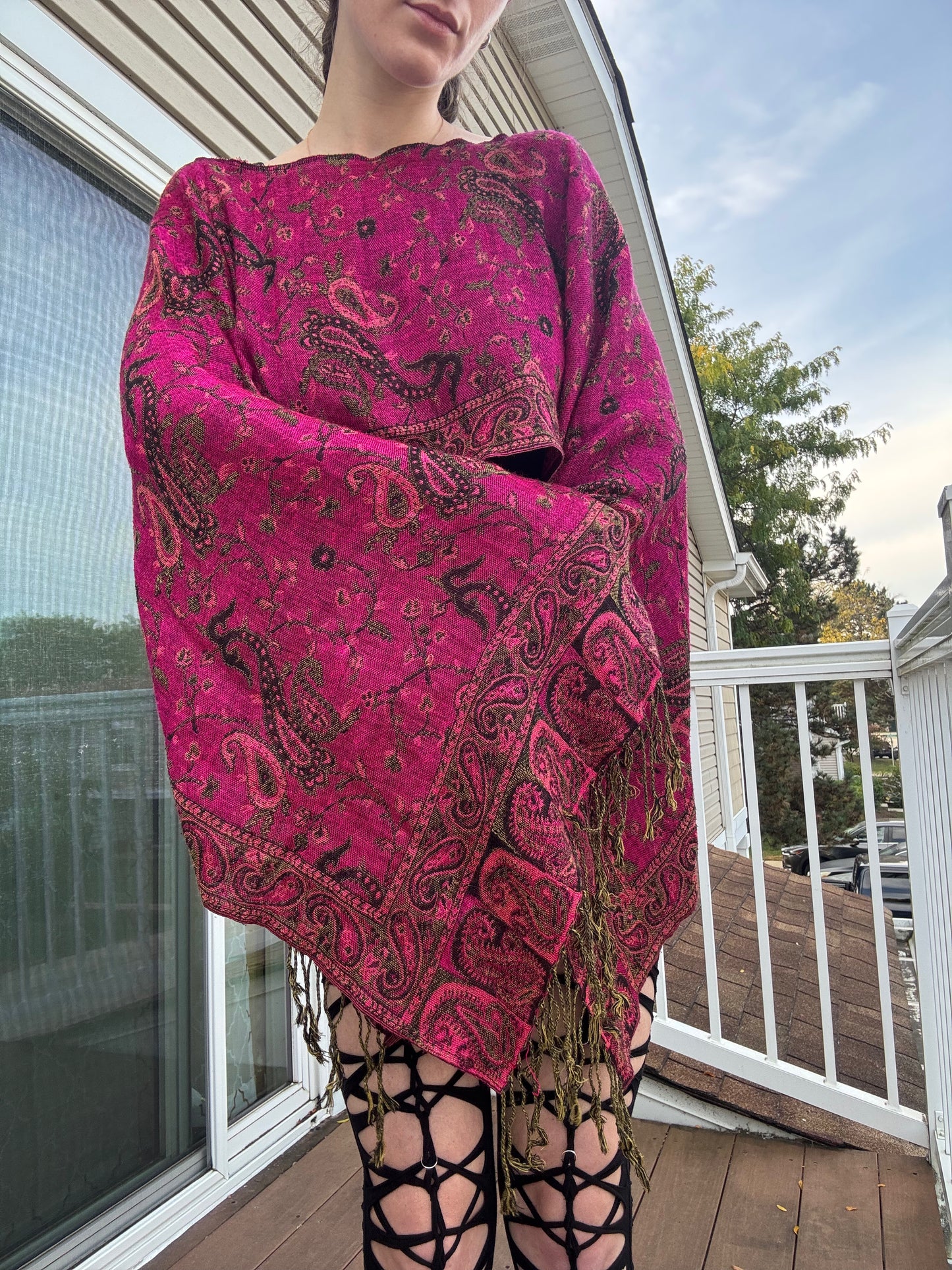 PINK FLOWY PASHMINA TOP