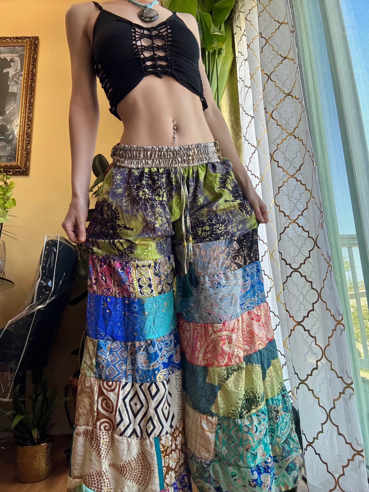 DART FROG FUNKY WIDE LEG BOHO PANTS
