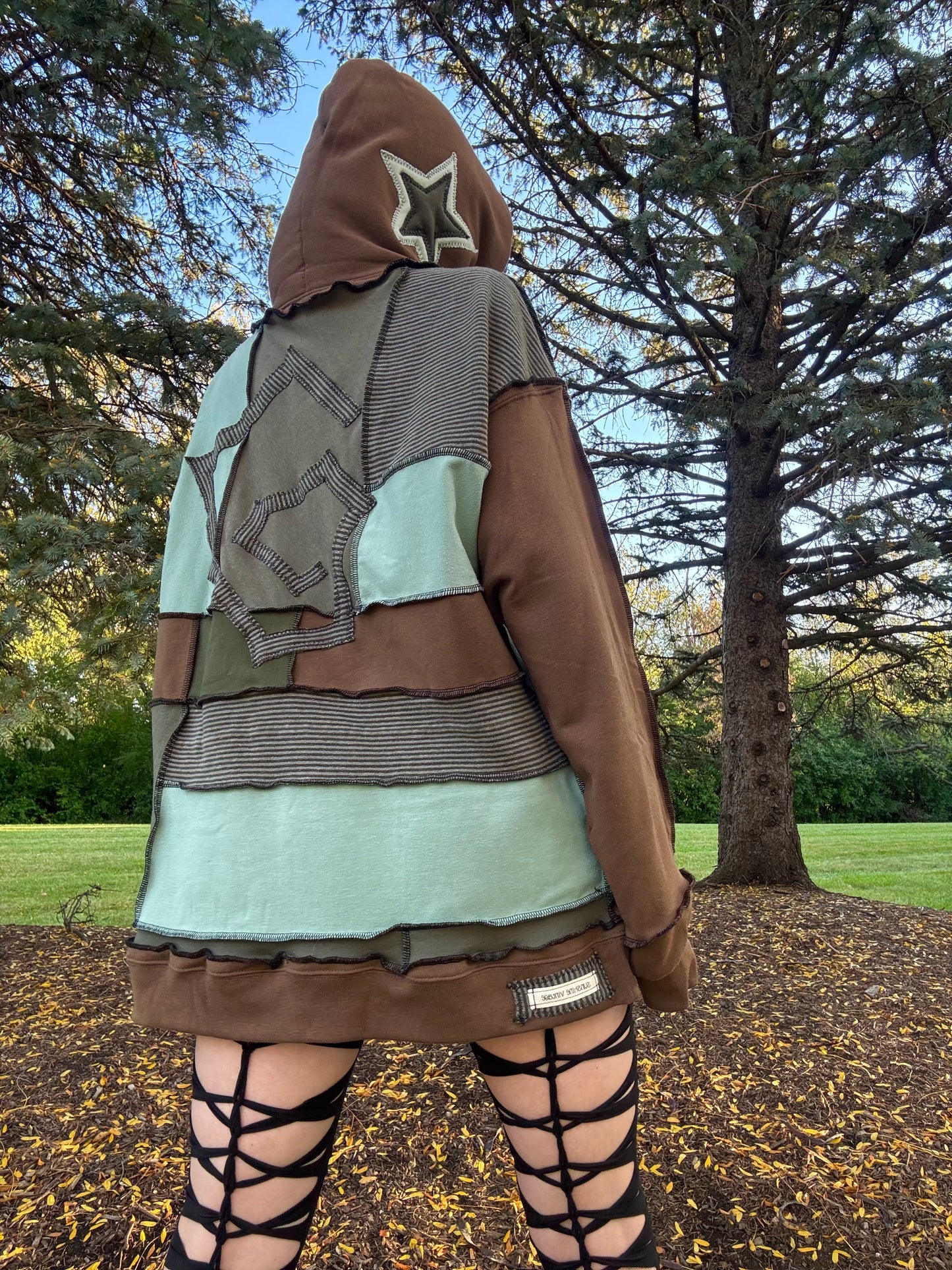 EARTH TONE PATCHWORK HOODIE