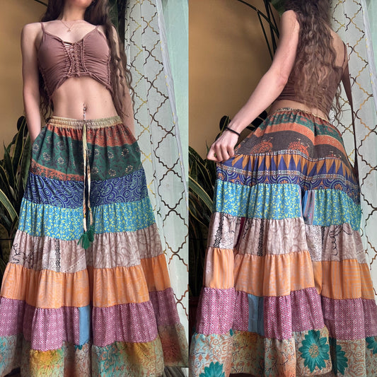 NEUTRAL TONES FUNKY WIDE LEG BOHO PANTS