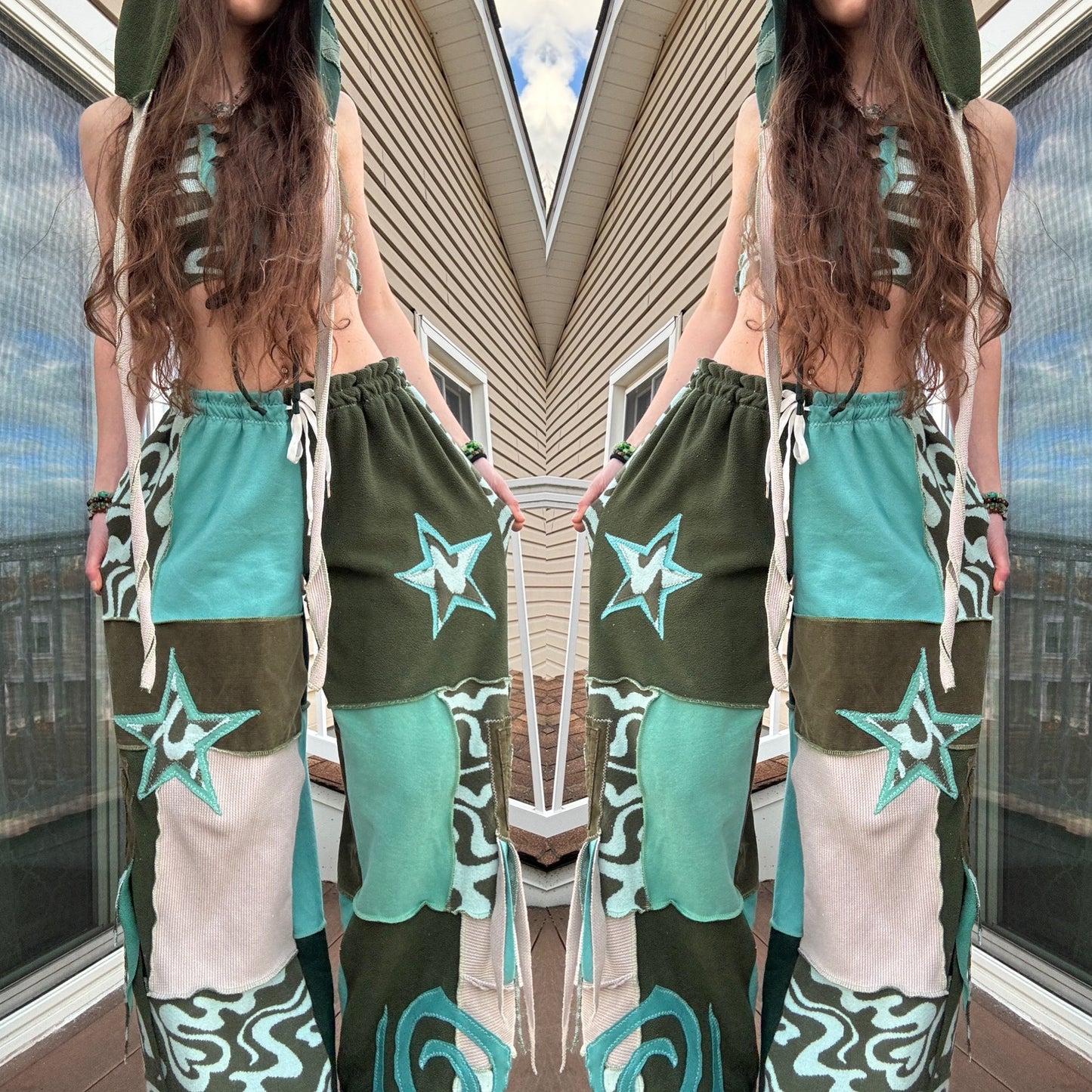 UPCYCLED PATCHWORK PANTS SET - 3 PIECE SET