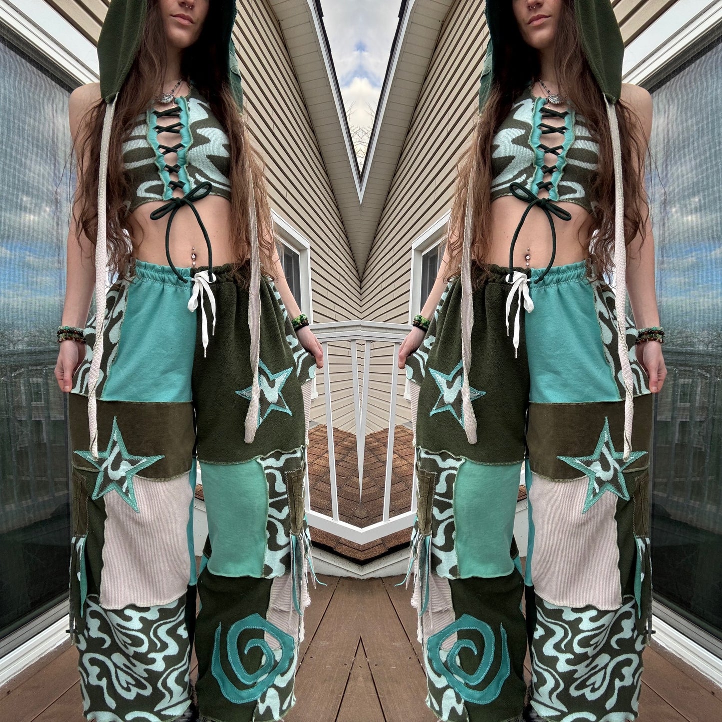 UPCYCLED PATCHWORK PANTS SET - 3 PIECE SET