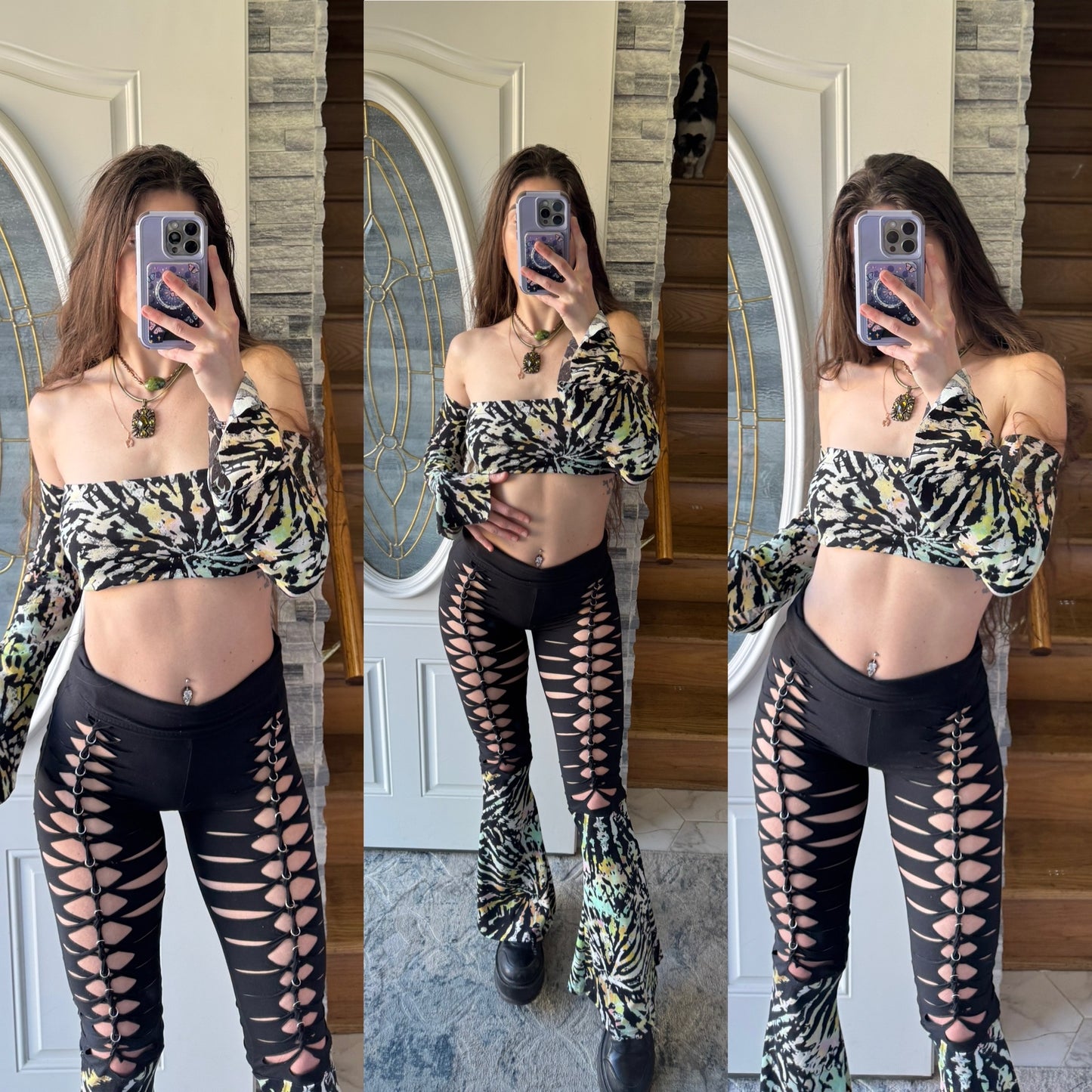 TIE DYE BRAIDED UPCYCLED 4 PIECE SET